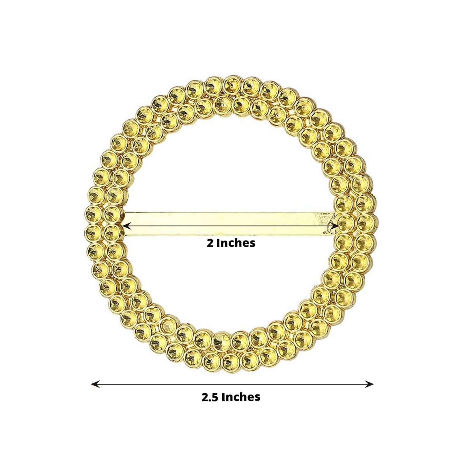 20 Pack Diamond Circle Chair Sash Band Buckle Pin 2.5" Gold - Stylish Rhinestone Napkin Rings for Events - Image 3