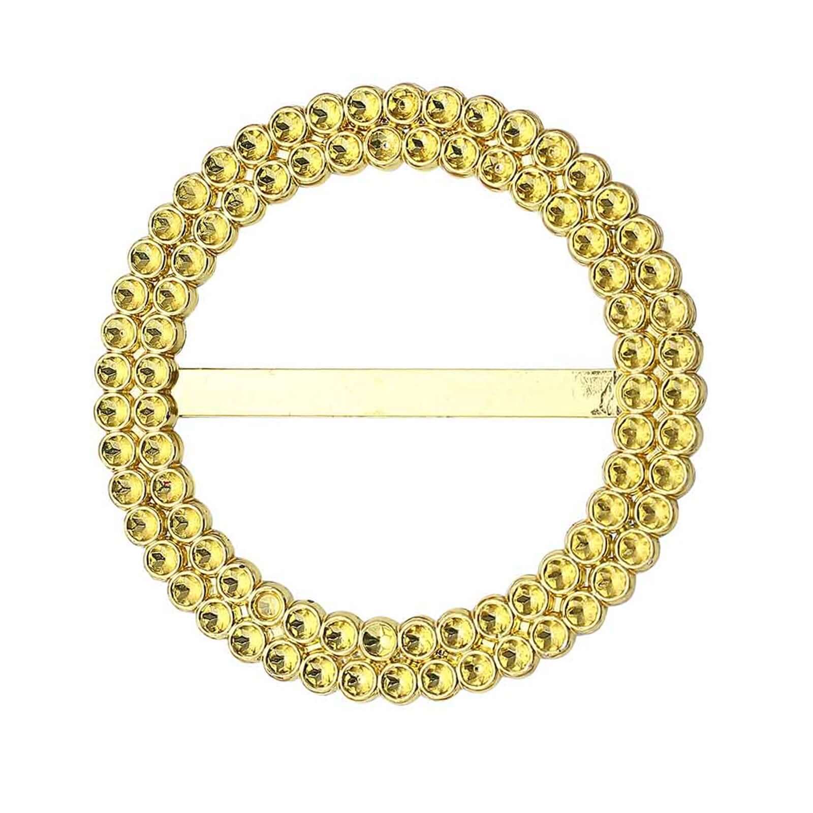 20 Pack Diamond Circle Chair Sash Band Buckle Pin 2.5" Gold - Stylish Rhinestone Napkin Rings for Events - Image 8