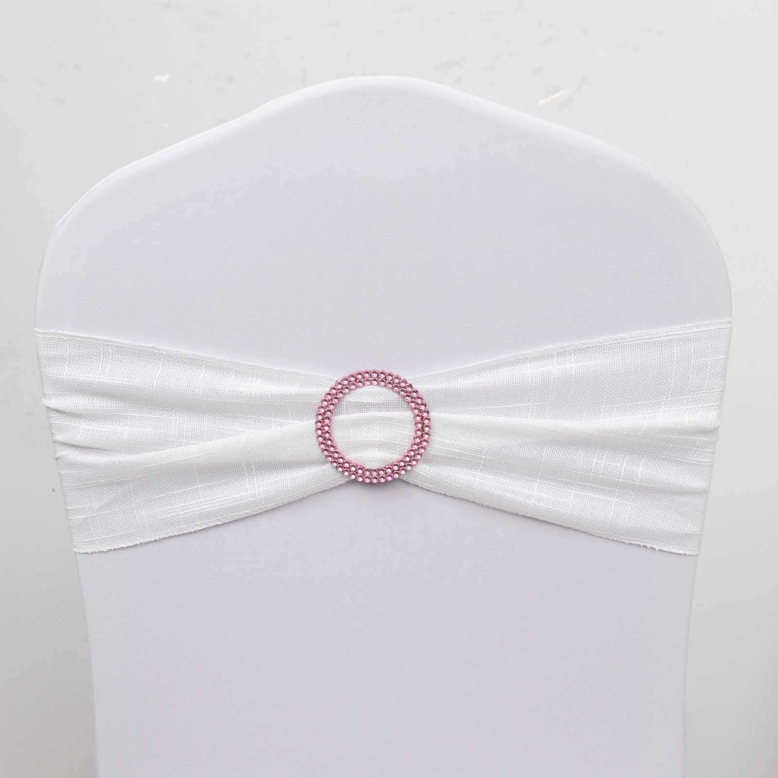 20 Pack Diamond Circle Chair Sash Band Buckle Pin 2.5" Pink - Rhinestone Napkin Rings - Image 6