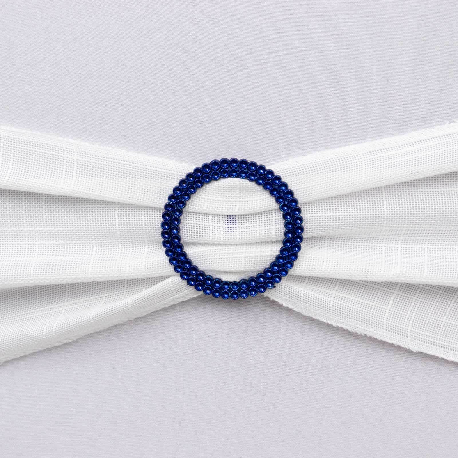 20 Pack Diamond Circle Chair Sash Band Buckle Pin 2.5" Royal Blue - Rhinestone Napkin Rings
