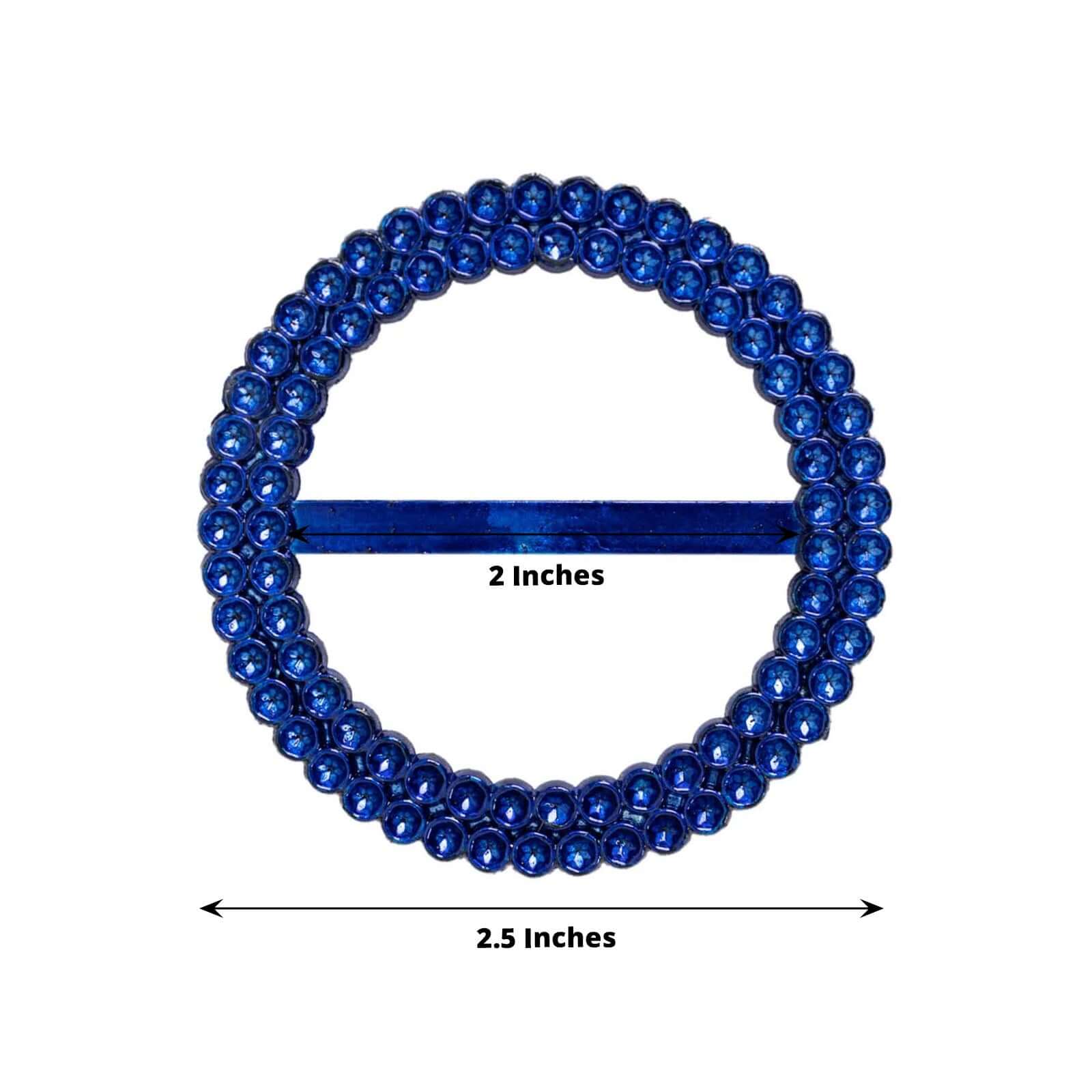 20 Pack Diamond Circle Chair Sash Band Buckle Pin 2.5" Royal Blue - Rhinestone Napkin Rings - Image 3