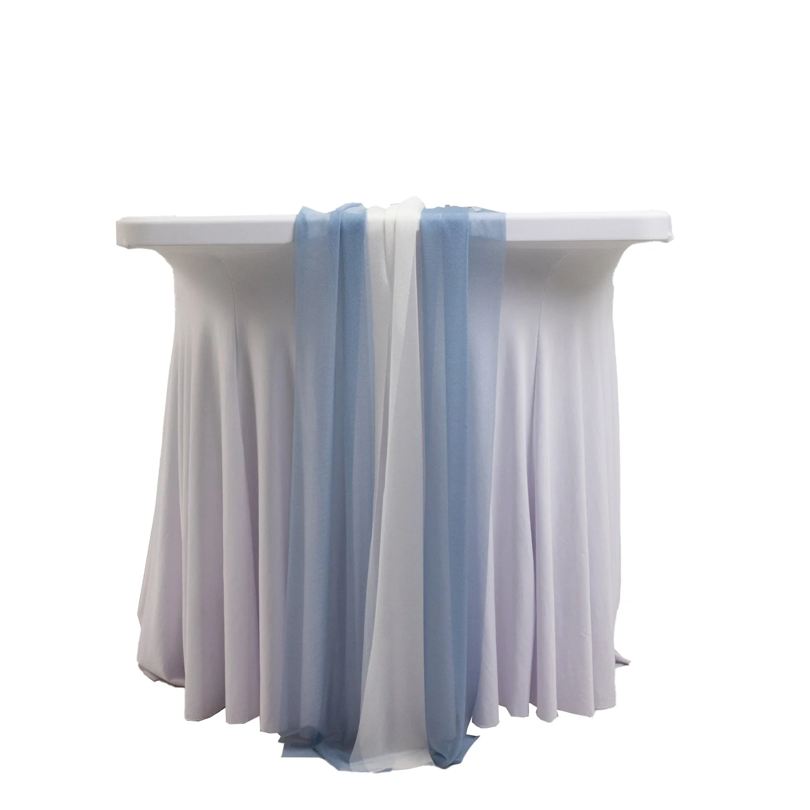 20-Pack Sheer Table Runners Dusty Blue Ivory, 9ft Long Sheer Drapes Table Decor, Wrinkle-Free - Image 7