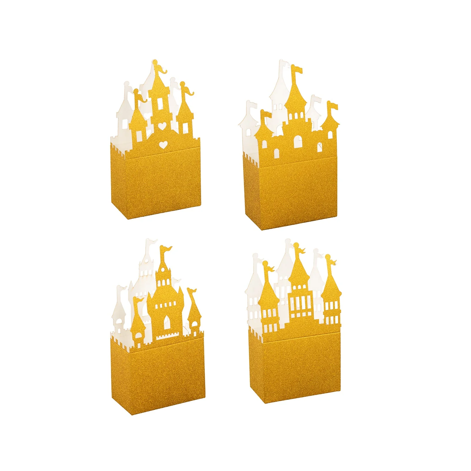 20 Pack Gold Glitter Princess Castle Favor Boxes, Fairy Tale Cardstock Paper Candy Boxes Party Decorations - 3.5"x2"x6.5" - Image 6