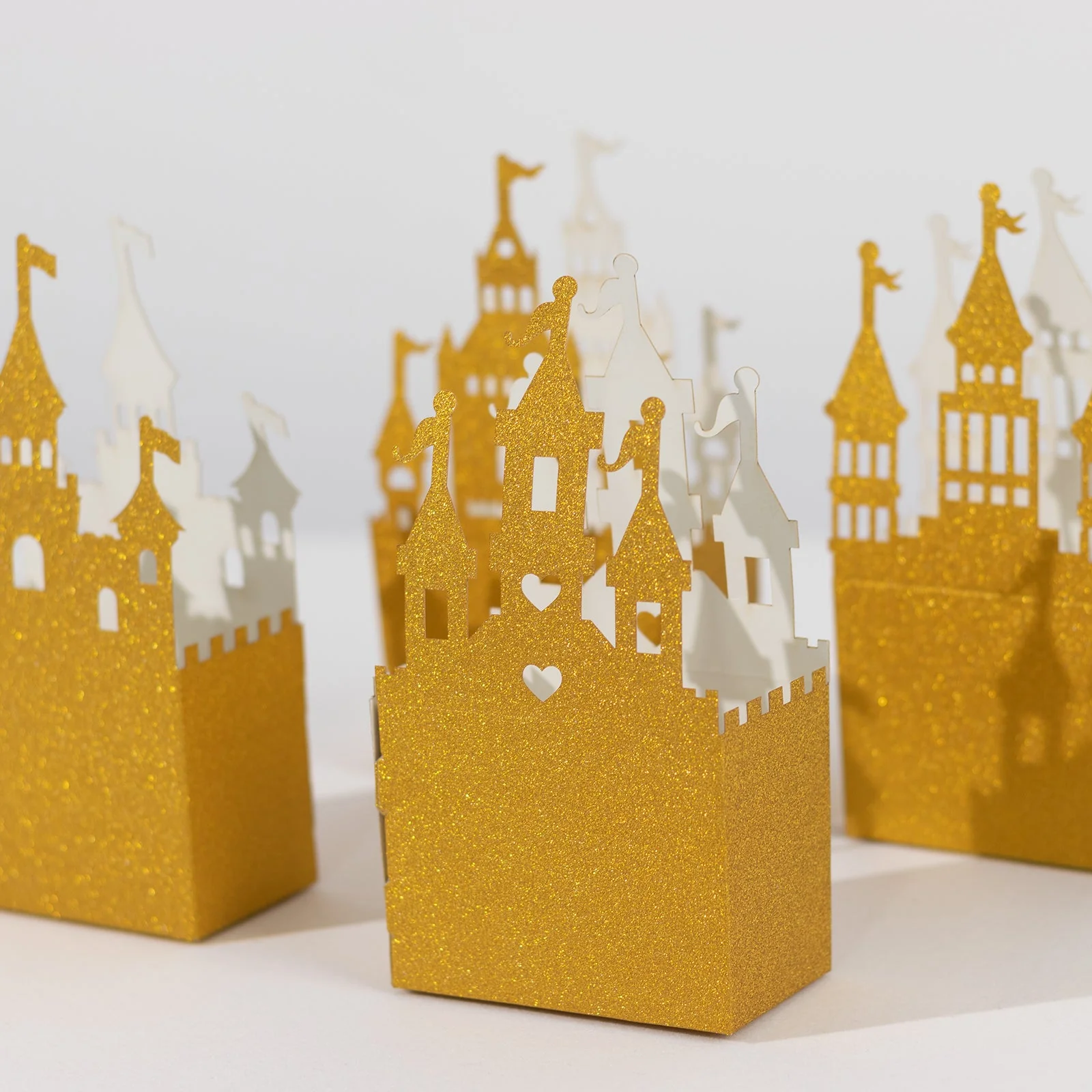20 Pack Gold Glitter Princess Castle Favor Boxes, Fairy Tale Cardstock Paper Candy Boxes Party Decorations - 3.5"x2"x6.5" - Image 7