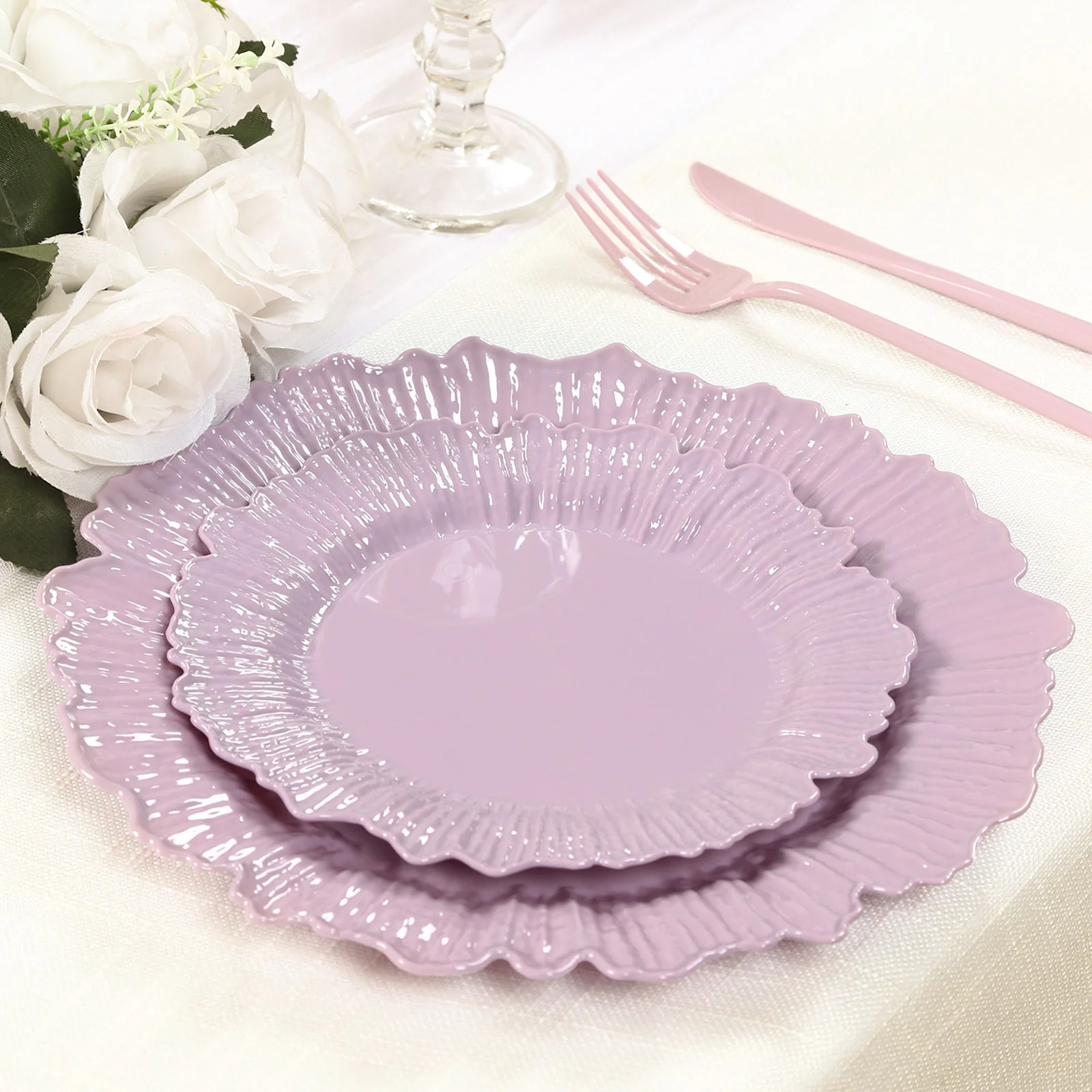 20-Pack Lavender Lilac Reef Design Plastic Plates – 7" Dessert & Appetizer Party Plates – Elegant Disposable Tableware - Image 7