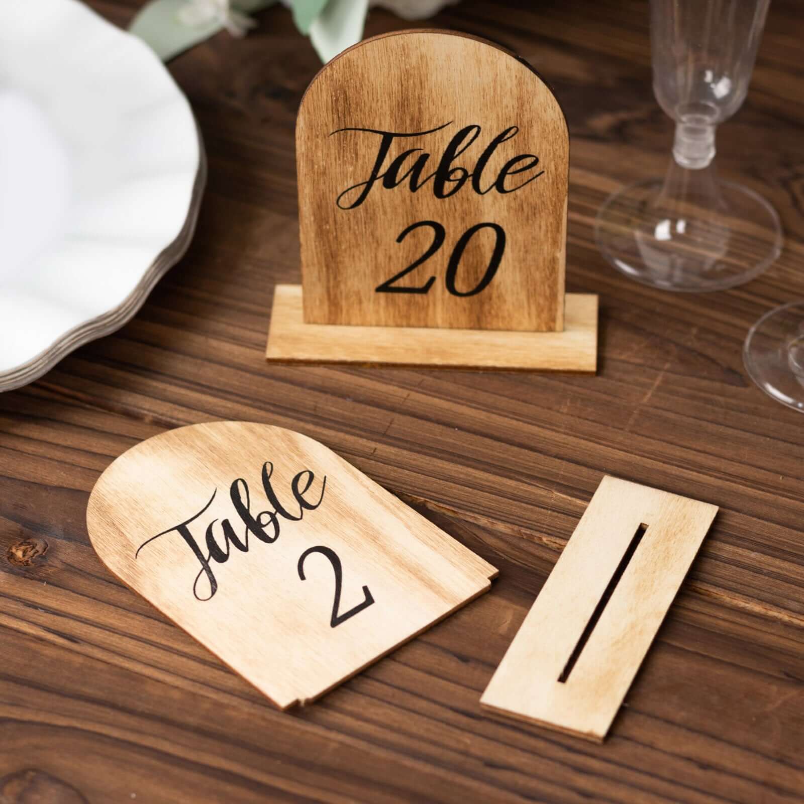 20-Pack Wooden Arch Table Numbers 4.5", 1-20 Natural Rustic Table Number Placecard - Perfect for Wedding and Event Tables - Image 5