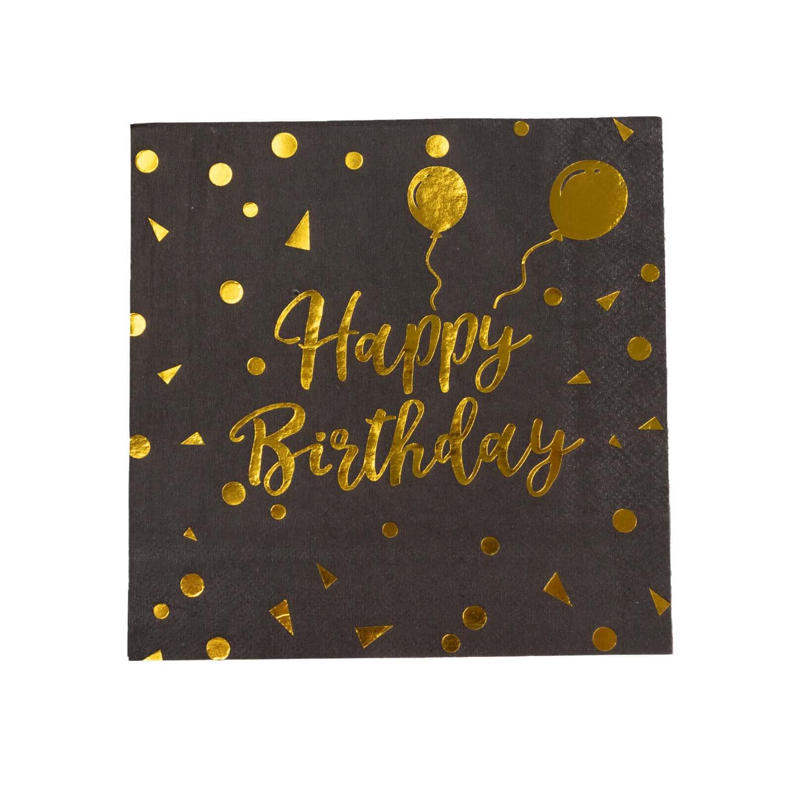 20-Pack Paper Beverage Napkins 2 Ply Black/Gold with Happy Birthday Foil Print 6.5"x6.5" - Soft Disposable Cocktail Party Napkins 18GSM - Image 14