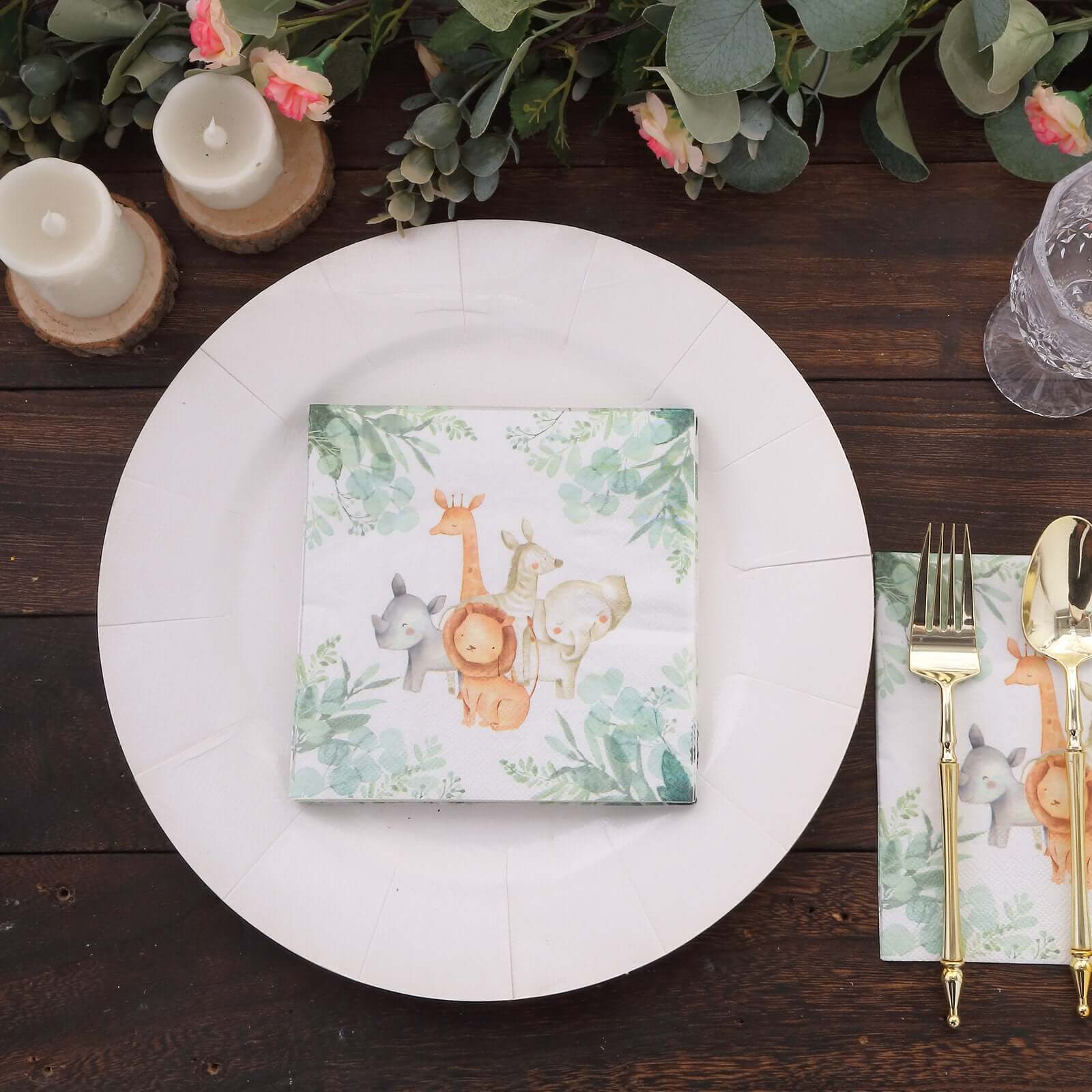20-Pack Paper Beverage Napkins 2 Ply with Safari Animal Print 6.5"x6.5" - Jungle Theme Disposable Cocktail Party Napkins 18GSM - Image 11