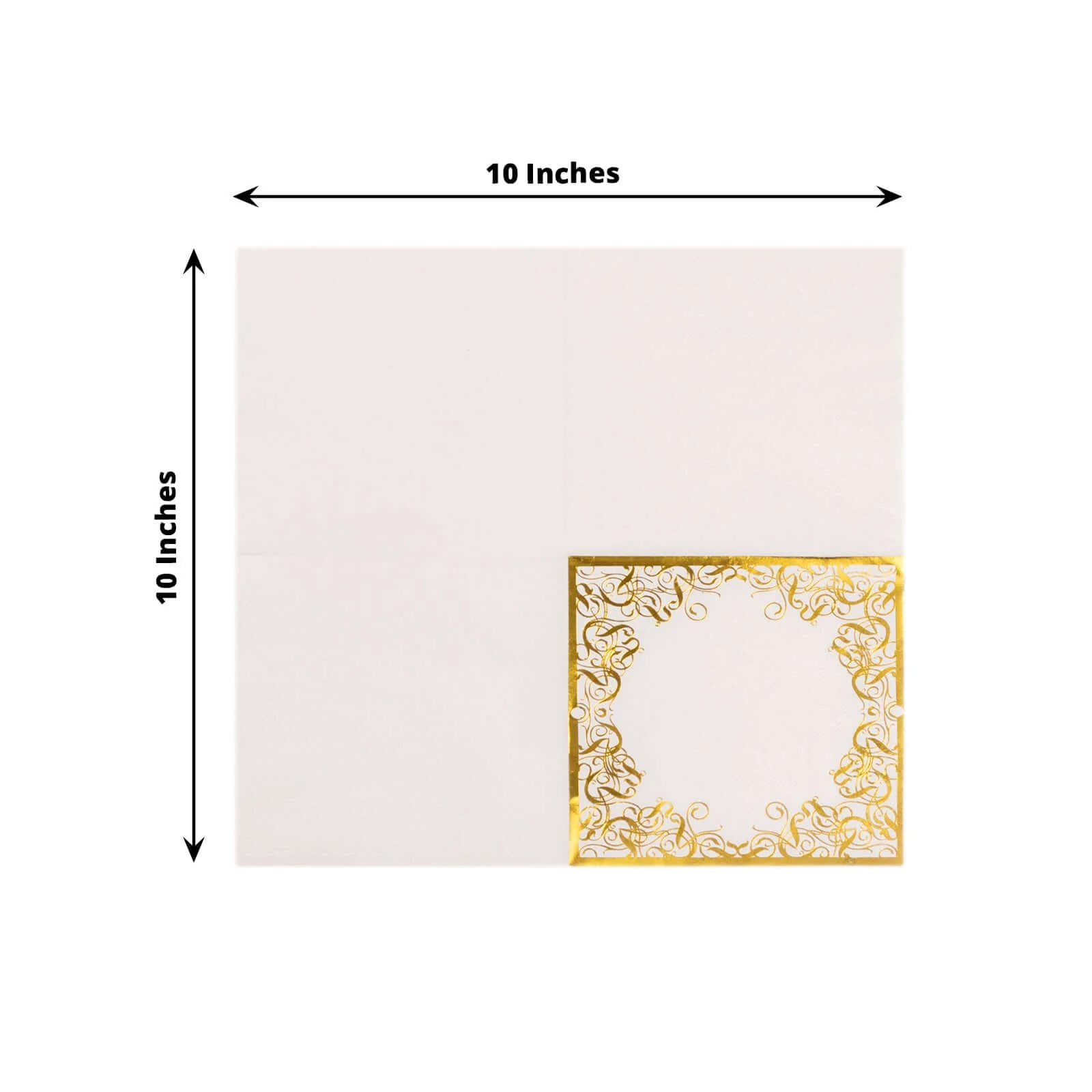 20-Pack Paper Beverage Napkins 3 Ply White with Gold Foil Lace Design 5"x5" - Soft European Style Wedding Napkins 18GSM - Image 3