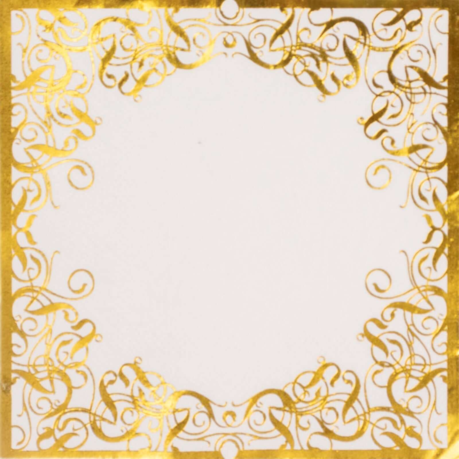 20-Pack Paper Beverage Napkins 3 Ply White with Gold Foil Lace Design 5"x5" - Soft European Style Wedding Napkins 18GSM - Image 8