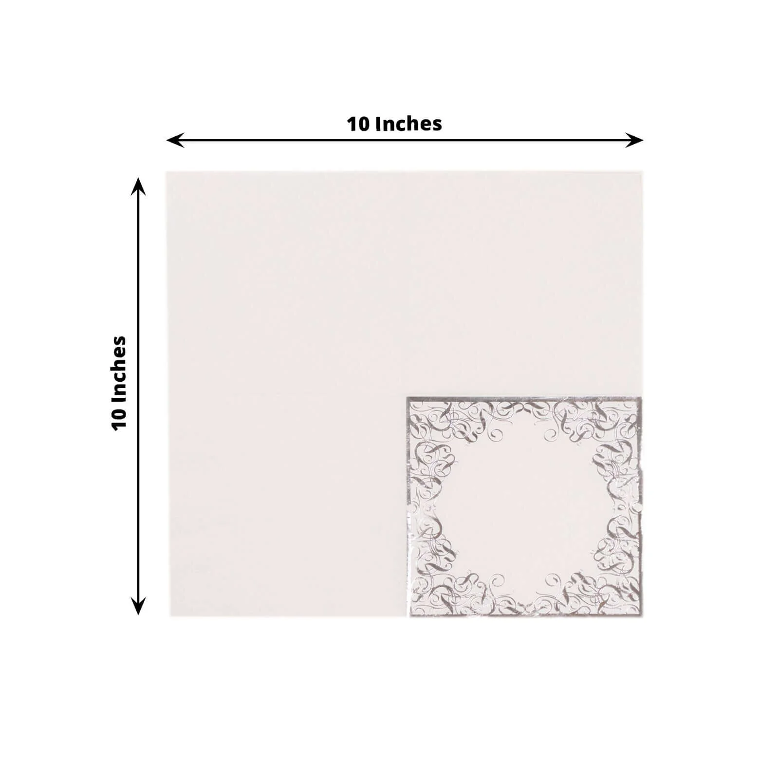 20-Pack Paper Beverage Napkins 3 Ply White with Silver Foil Lace Design 5"x5" - Soft European Style Wedding Napkins 18GSM - Image 3