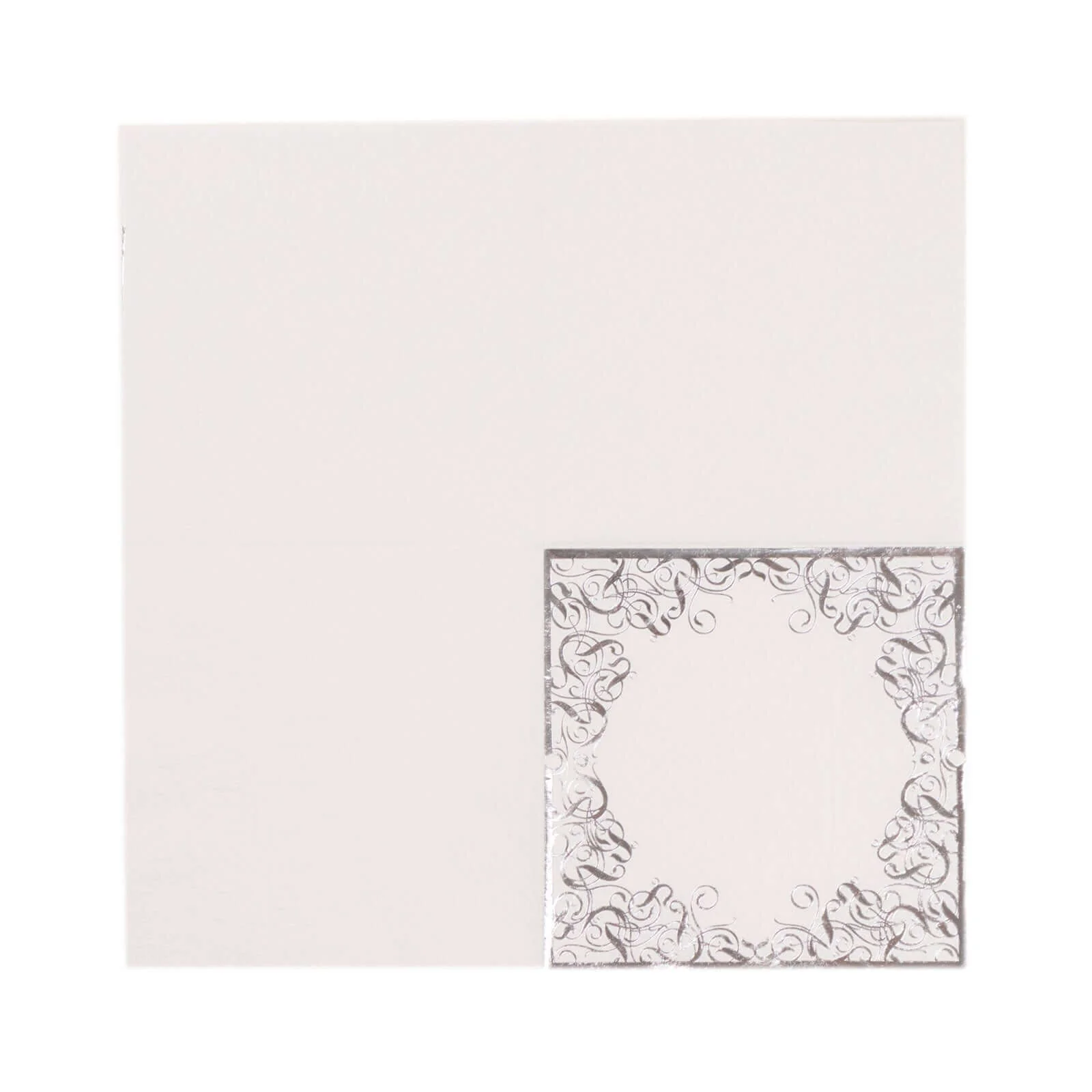 20-Pack Paper Beverage Napkins 3 Ply White with Silver Foil Lace Design 5"x5" - Soft European Style Wedding Napkins 18GSM - Image 7