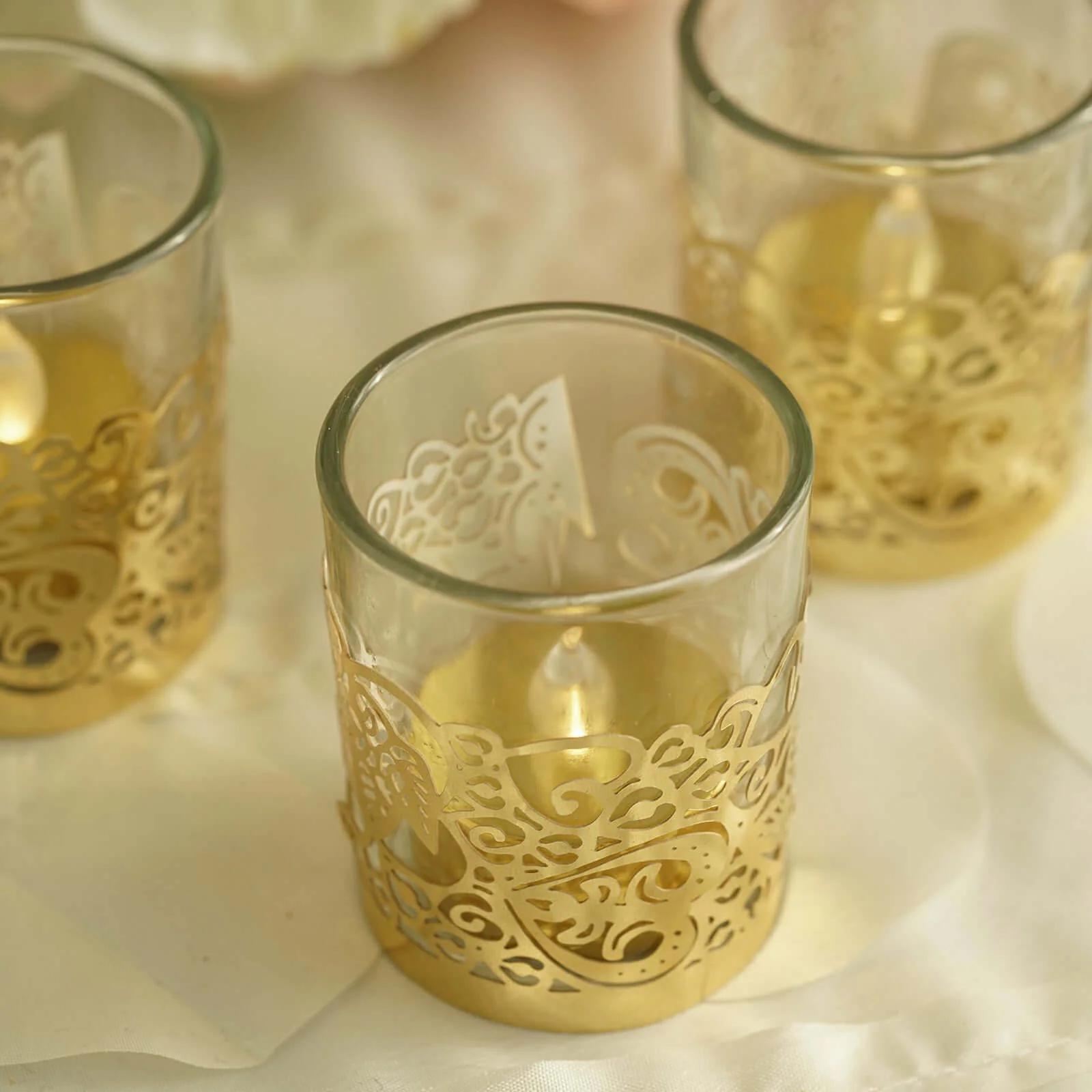 20-Pack Paper Candle Holder Wraps Gold Foil Floral Lace Design - Votive Tealight Decorative Wraps - Image 10