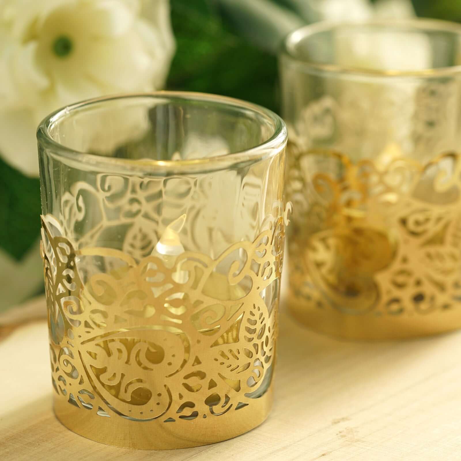 20-Pack Paper Candle Holder Wraps Gold Foil Floral Lace Design - Votive Tealight Decorative Wraps - Image 18