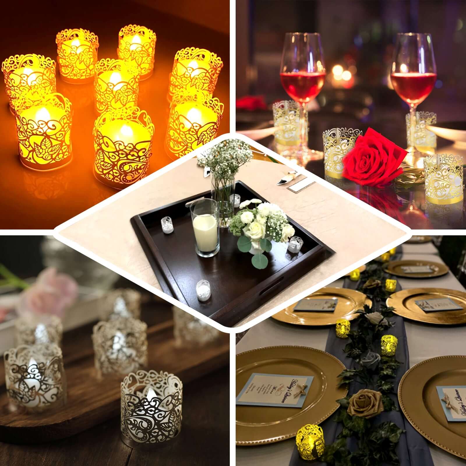 20-Pack Paper Candle Holder Wraps Gold Foil Floral Lace Design - Votive Tealight Decorative Wraps - Image 5