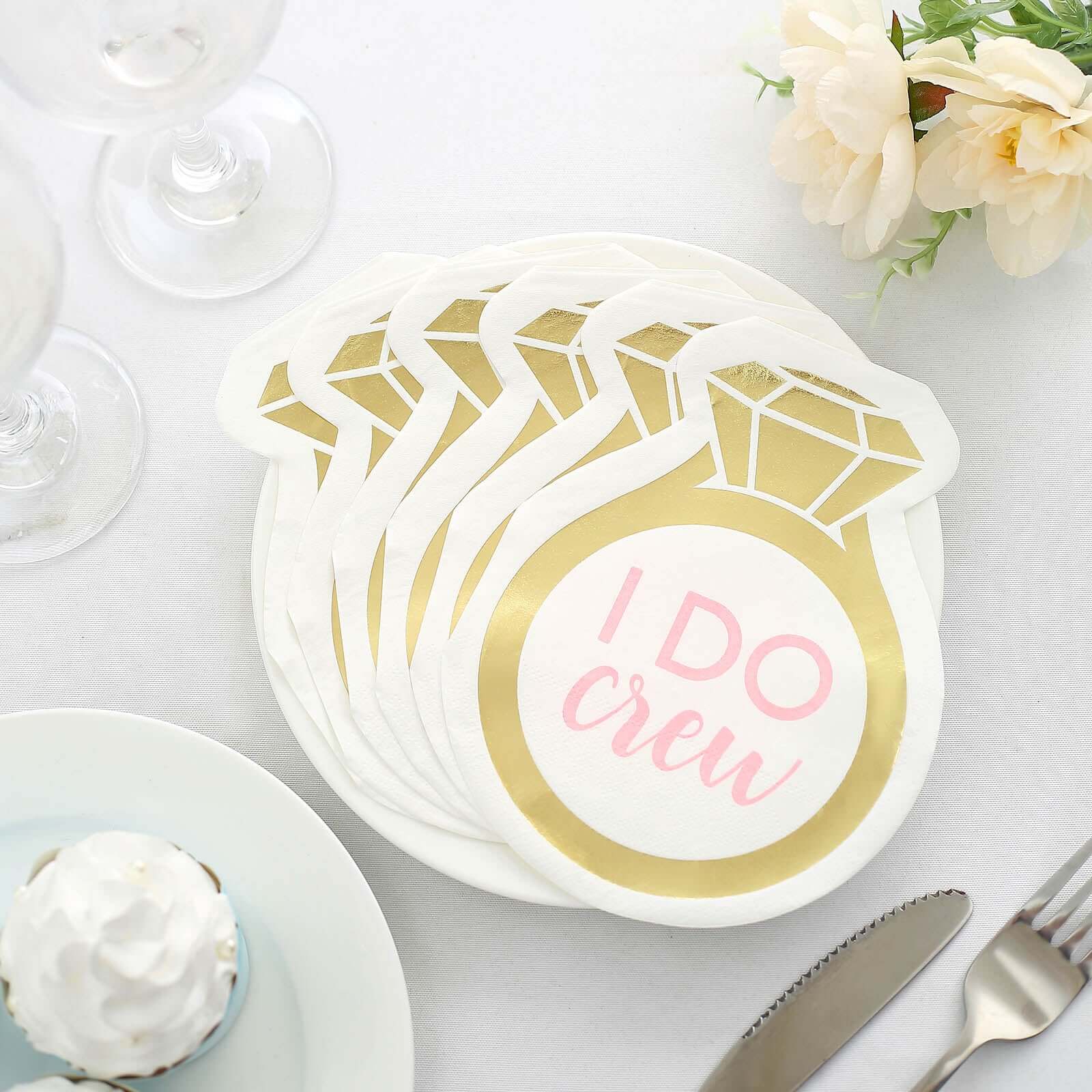 20-Pack Paper Cocktail Napkins 12"x10" Ring Design - Disposable Beverage Napkins for Engagement Parties - Image 10