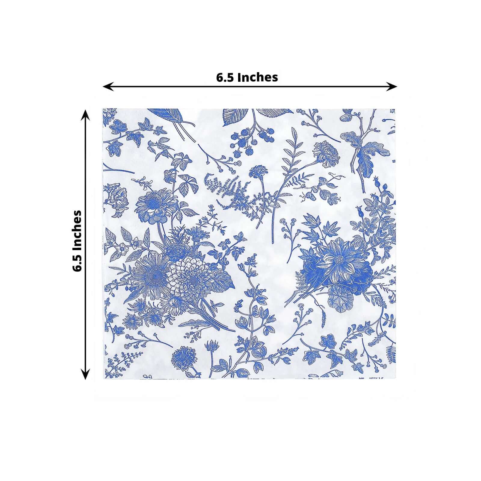 20-Pack Paper Cocktail Napkins 2 Ply White/Blue with French Toile Print 6.5"x6.5" - Soft and Absorbent Disposable Napkins - Image 3