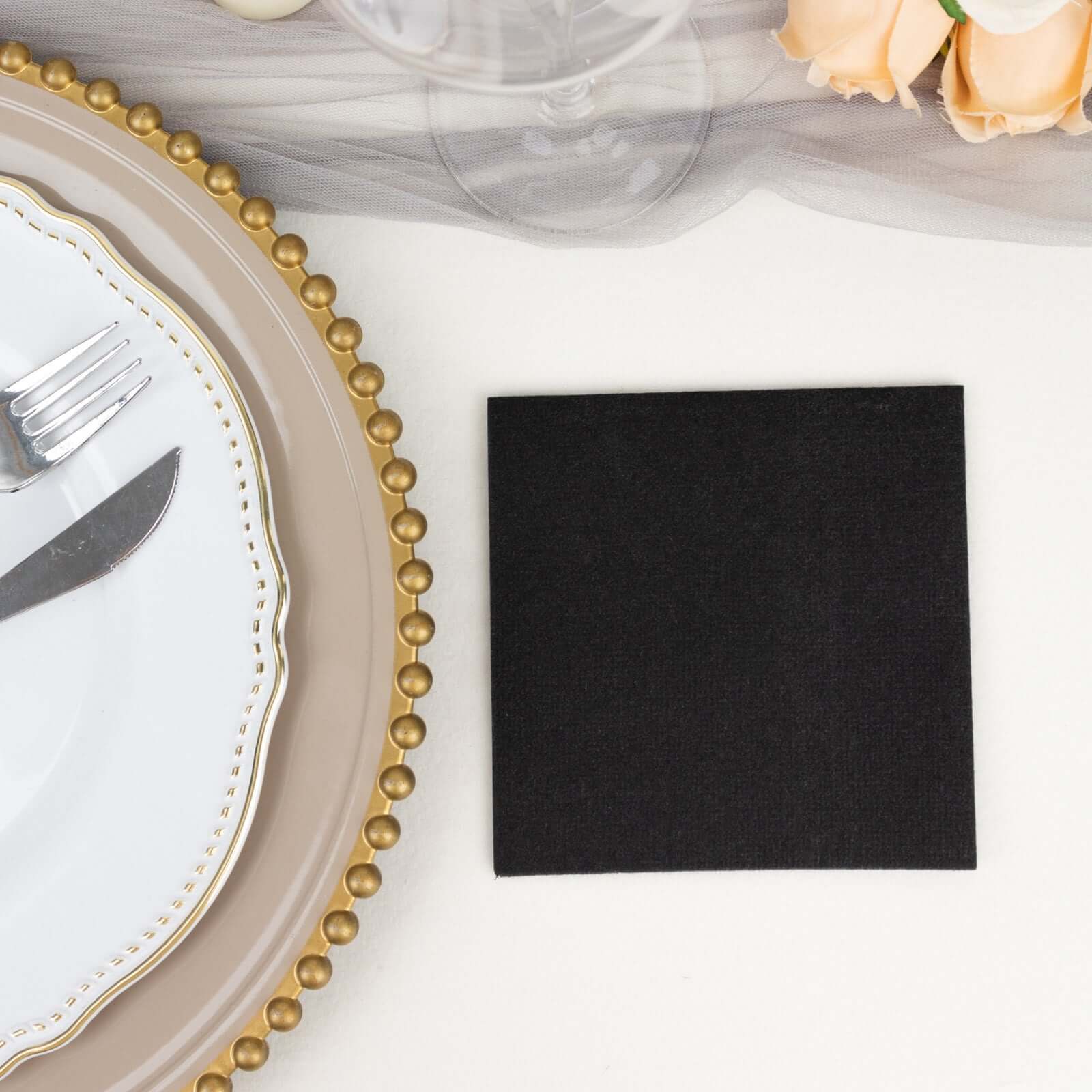 20 Pack Linen-Like Paper Napkins 5"x5" Black - Soft Single-Use Airlaid Cocktail Napkins - Image 10