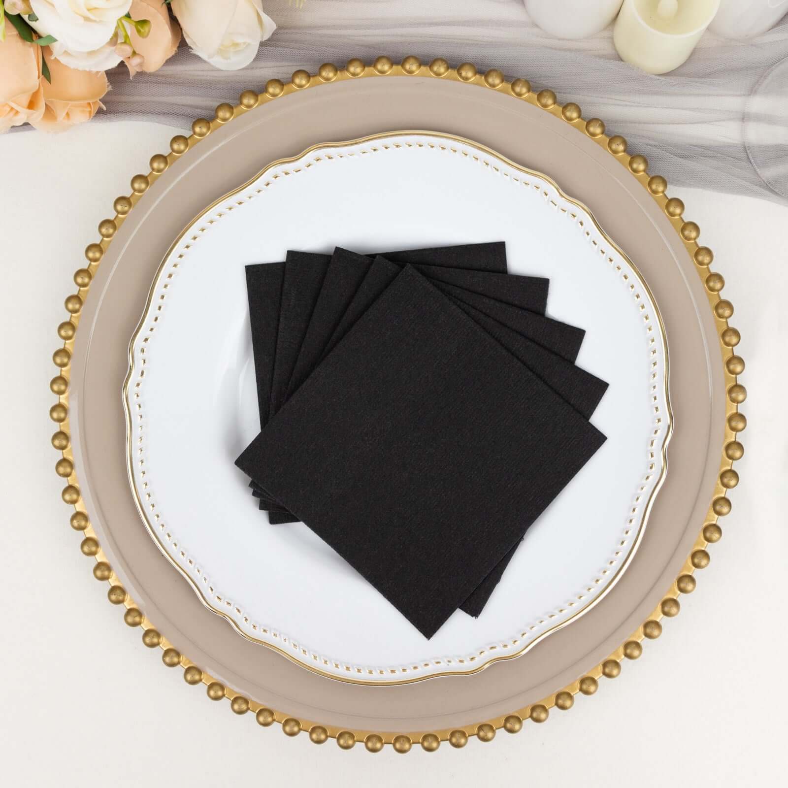 20 Pack Linen-Like Paper Napkins 5"x5" Black - Soft Single-Use Airlaid Cocktail Napkins - Image 11