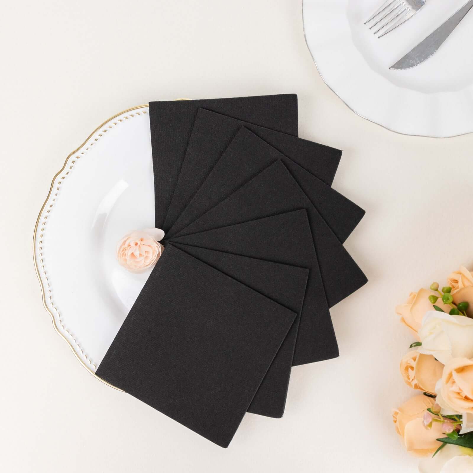 20 Pack Linen-Like Paper Napkins 5"x5" Black - Soft Single-Use Airlaid Cocktail Napkins - Image 13