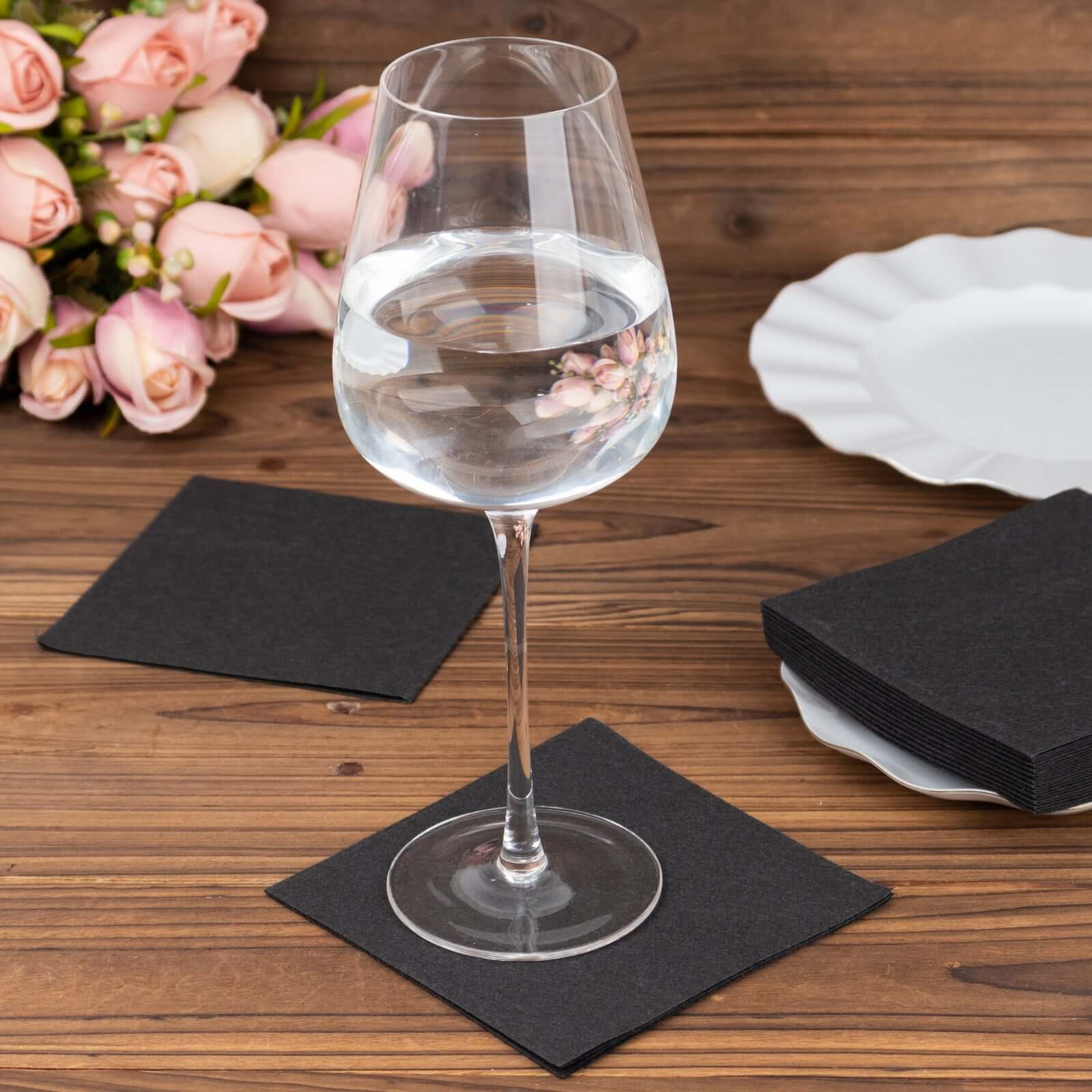 20 Pack Linen-Like Paper Napkins 5"x5" Black - Soft Single-Use Airlaid Cocktail Napkins - Image 15