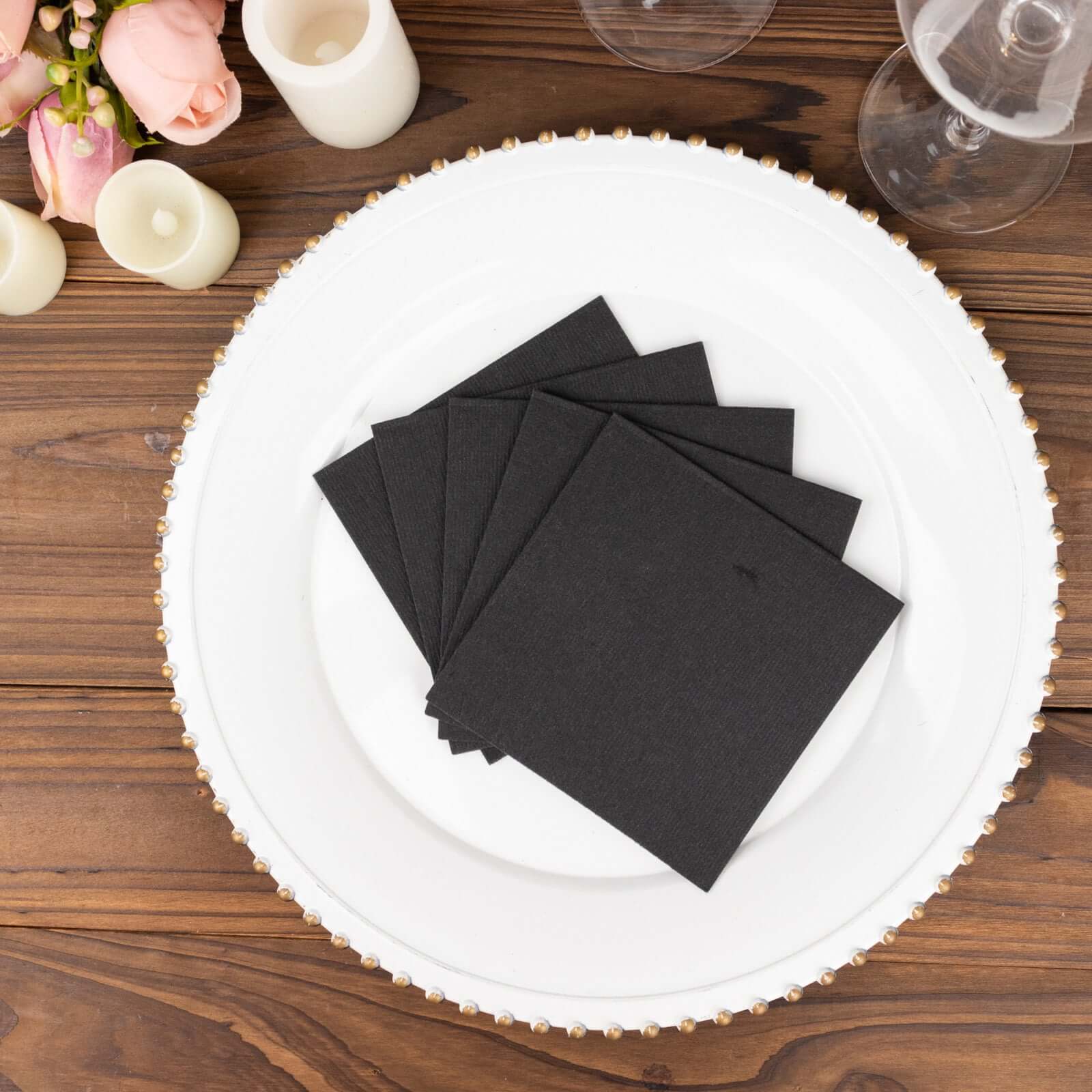 20 Pack Linen-Like Paper Napkins 5"x5" Black - Soft Single-Use Airlaid Cocktail Napkins - Image 17