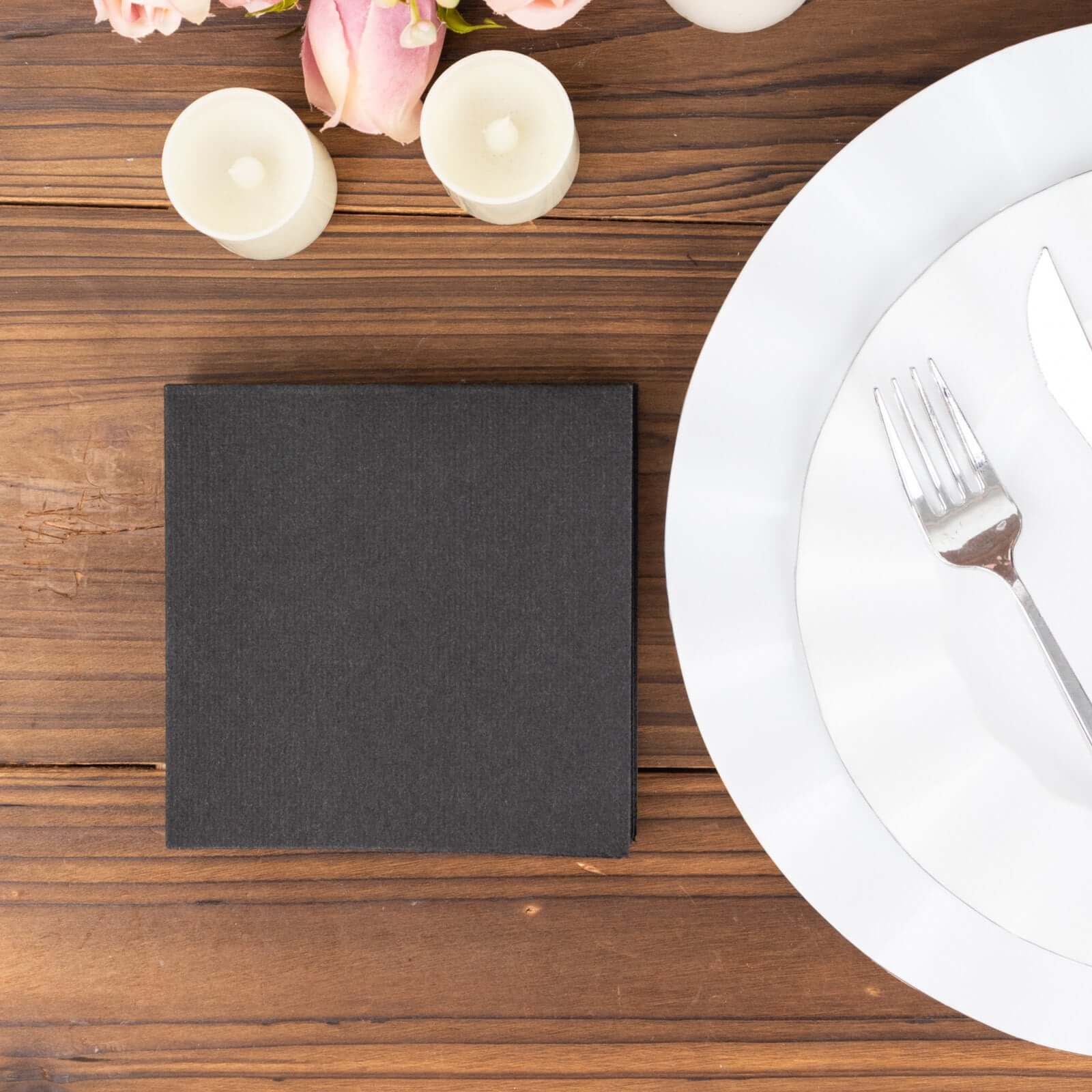 20 Pack Linen-Like Paper Napkins 5"x5" Black - Soft Single-Use Airlaid Cocktail Napkins - Image 6