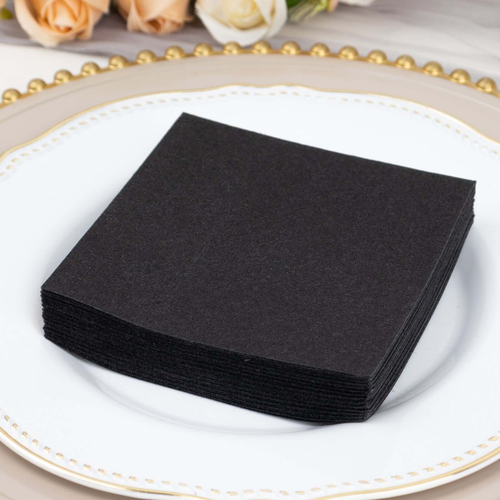 20 Pack Linen-Like Paper Napkins 5"x5" Black - Soft Single-Use Airlaid Cocktail Napkins - Image 9