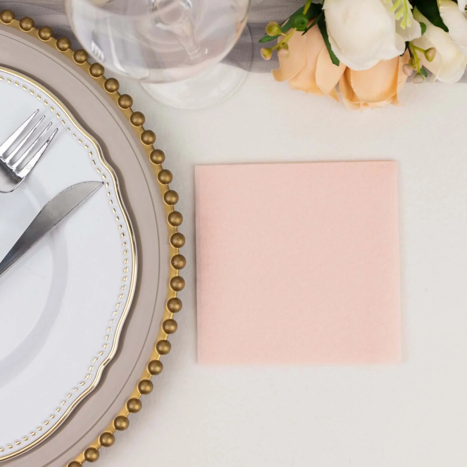 20 Pack Linen-Like Paper Napkins 5"x5" Blush - Soft Single-Use Airlaid Cocktail Napkins - Image 10