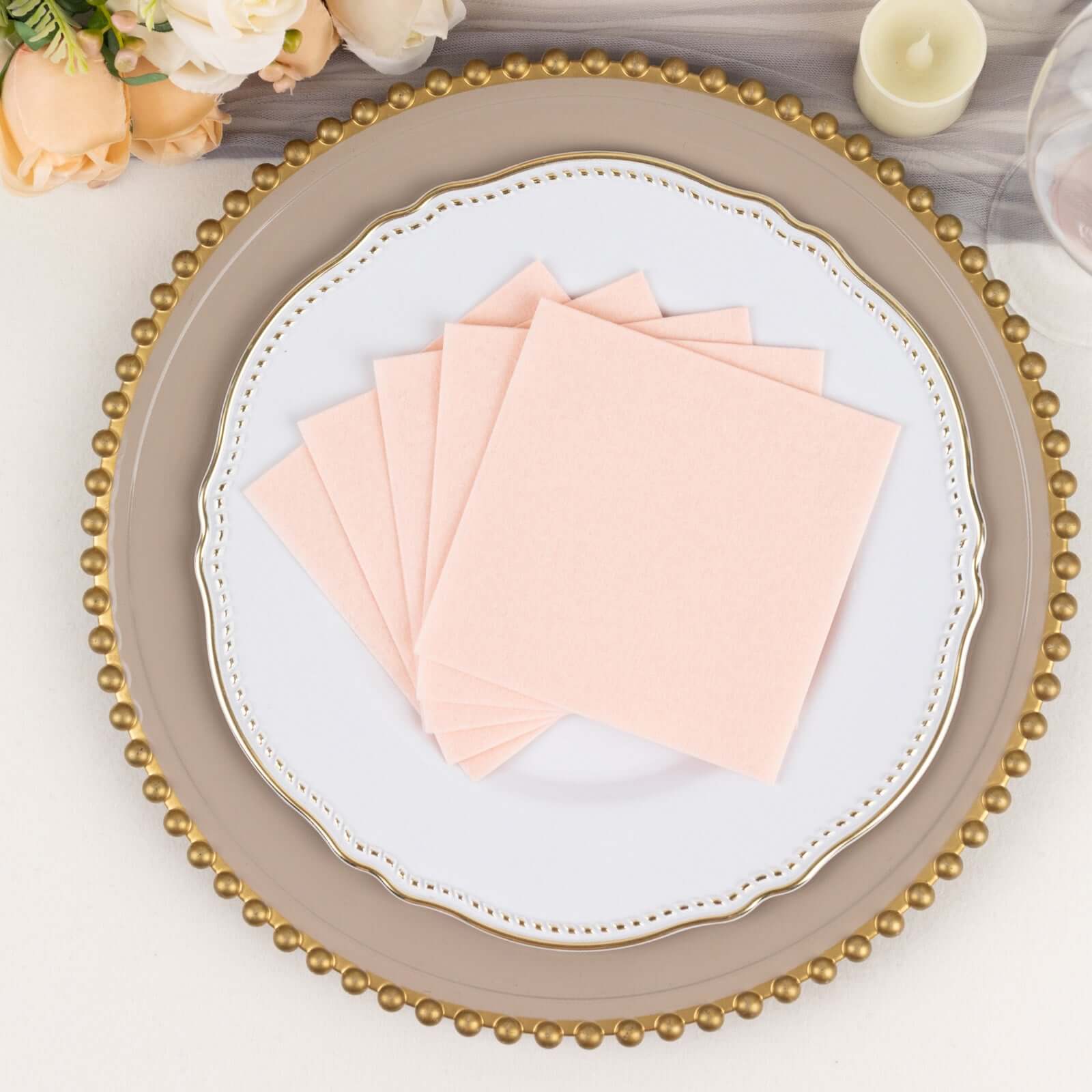 20 Pack Linen-Like Paper Napkins 5"x5" Blush - Soft Single-Use Airlaid Cocktail Napkins - Image 11