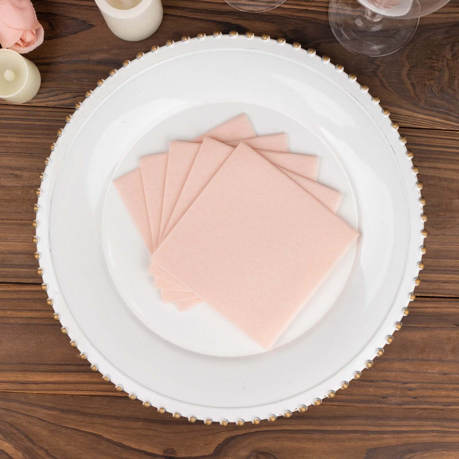 20 Pack Linen-Like Paper Napkins 5"x5" Blush - Soft Single-Use Airlaid Cocktail Napkins - Image 17