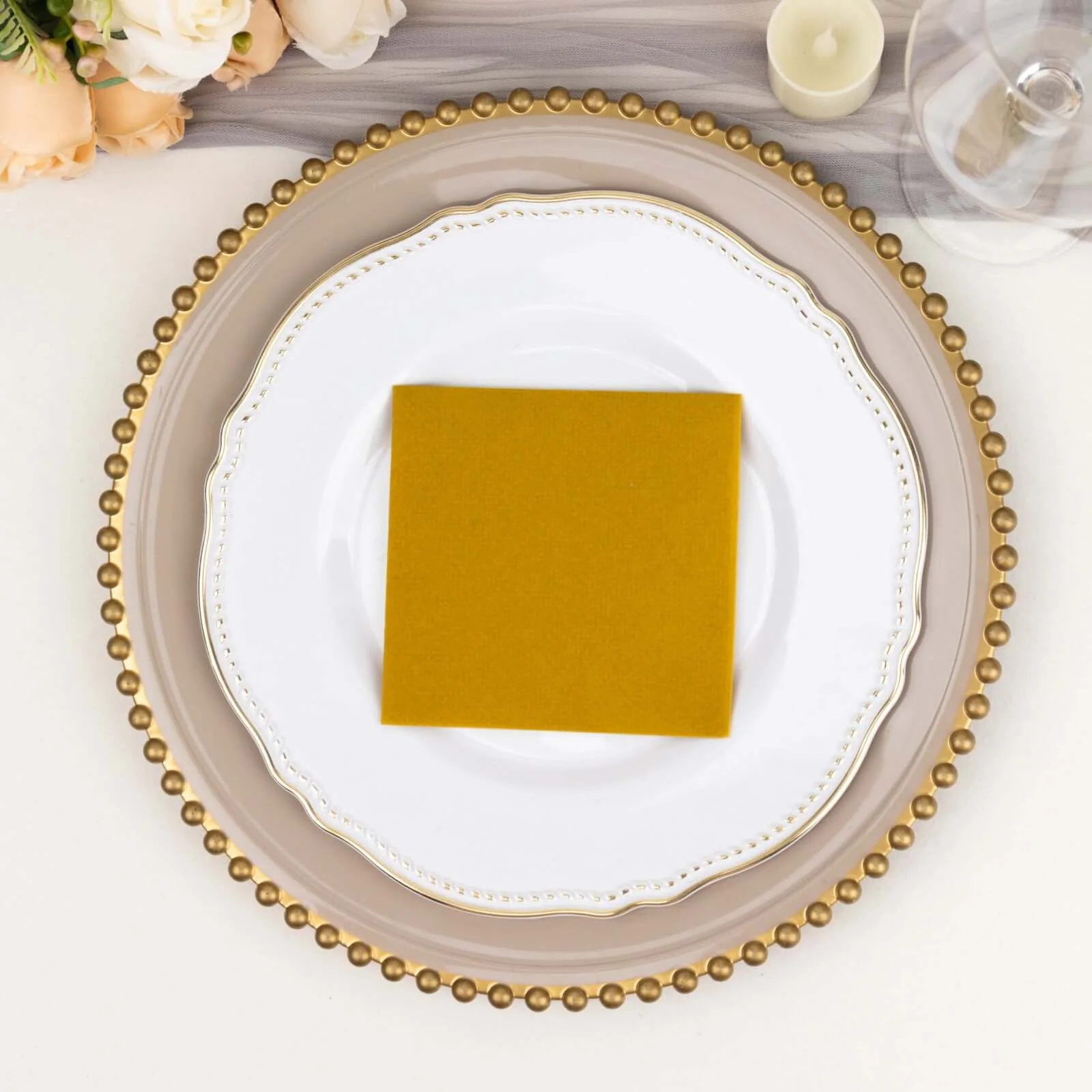 20 Pack Linen-Like Paper Napkins 5"x5" Gold - Soft Single-Use Airlaid Cocktail Napkins - Image 14