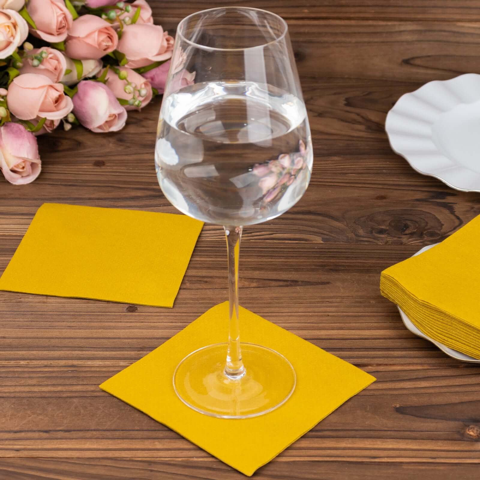 20 Pack Linen-Like Paper Napkins 5"x5" Gold - Soft Single-Use Airlaid Cocktail Napkins - Image 15
