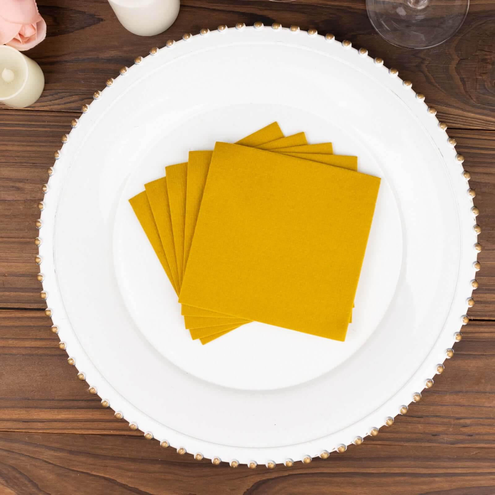 20 Pack Linen-Like Paper Napkins 5"x5" Gold - Soft Single-Use Airlaid Cocktail Napkins - Image 17