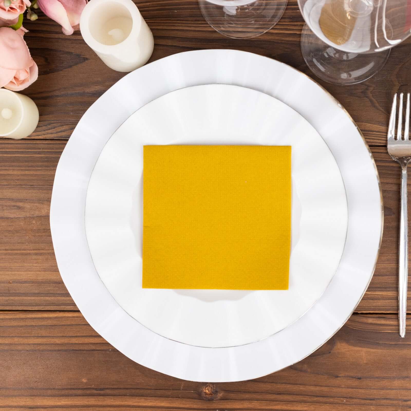 20 Pack Linen-Like Paper Napkins 5"x5" Gold - Soft Single-Use Airlaid Cocktail Napkins - Image 8