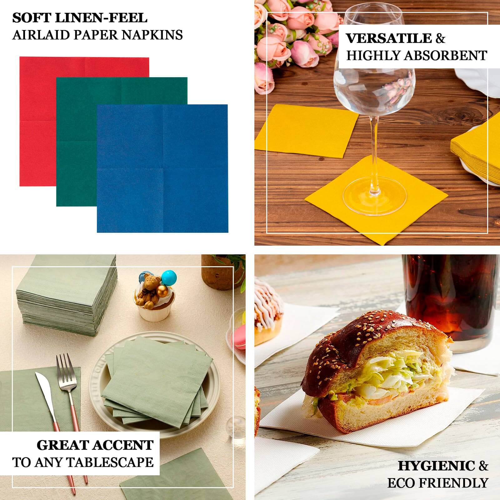 20 Pack Linen-Like Paper Napkins 5"x5" Natural - Soft Single-Use Airlaid Cocktail Napkins - Image 4