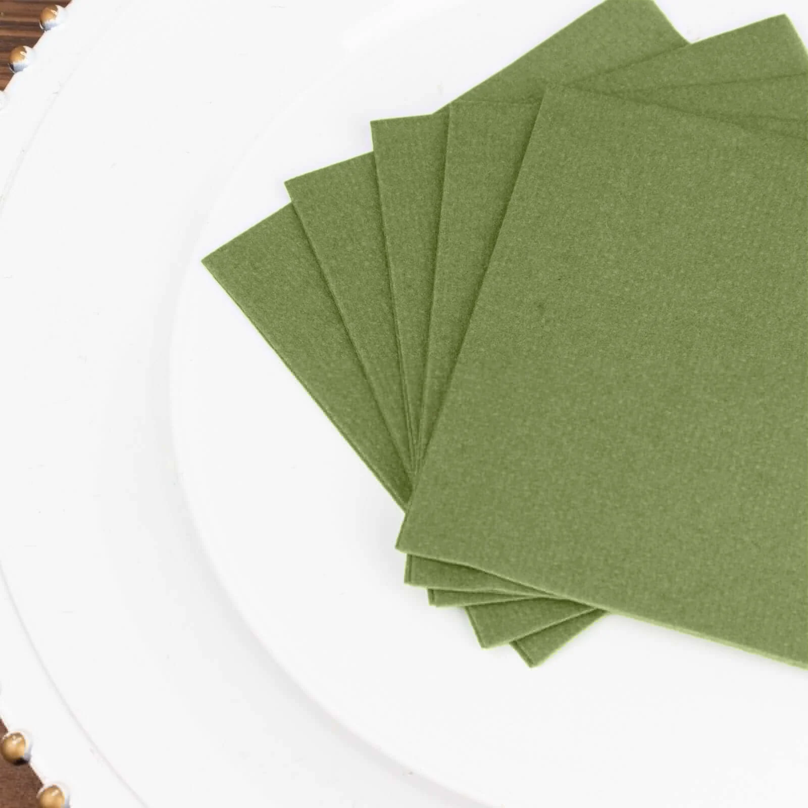 20 Pack Linen-Like Paper Napkins 5"x5" Olive Green - Soft Single-Use Airlaid Cocktail Napkins - Image 8
