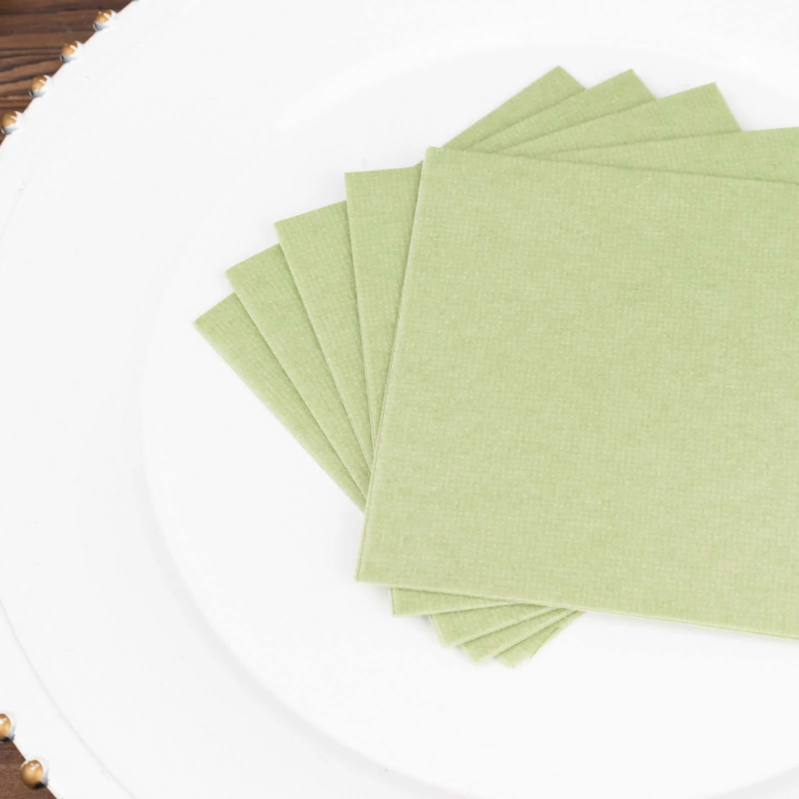 20 Pack Linen-Like Paper Napkins 5"x5" Sage Green - Soft Single-Use Airlaid Cocktail Napkins - Image 14