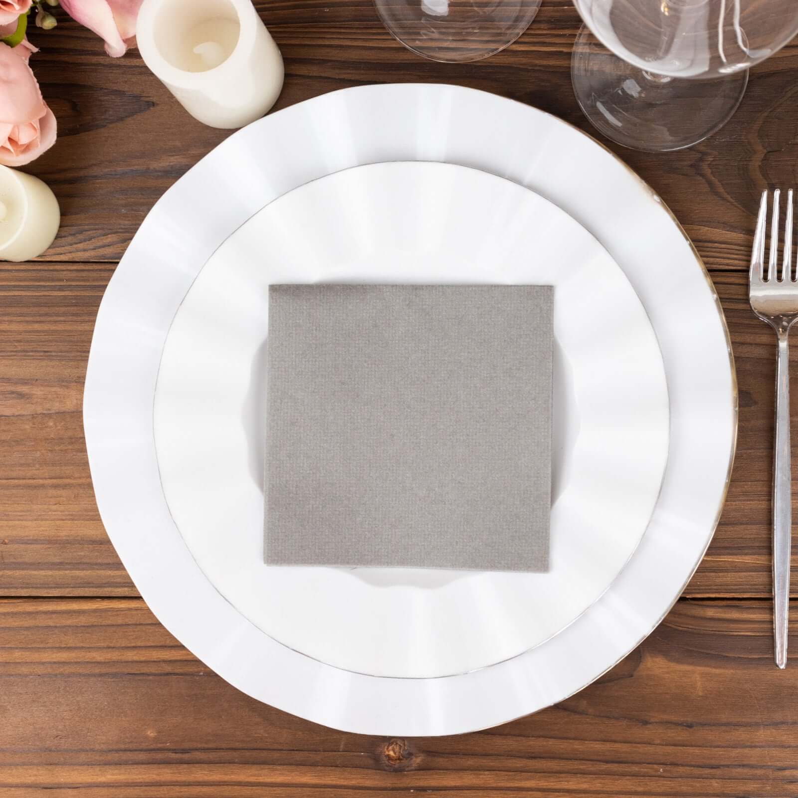 20 Pack Linen-Like Paper Napkins 5"x5" Silver - Soft Single-Use Airlaid Cocktail Napkins - Image 8