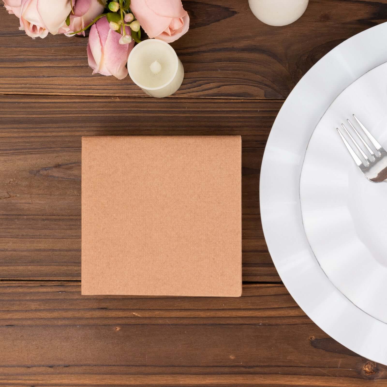20 Pack Linen-Like Paper Napkins 5"x5" Terracotta (Rust) - Soft Single-Use Airlaid Cocktail Napkins - Image 6