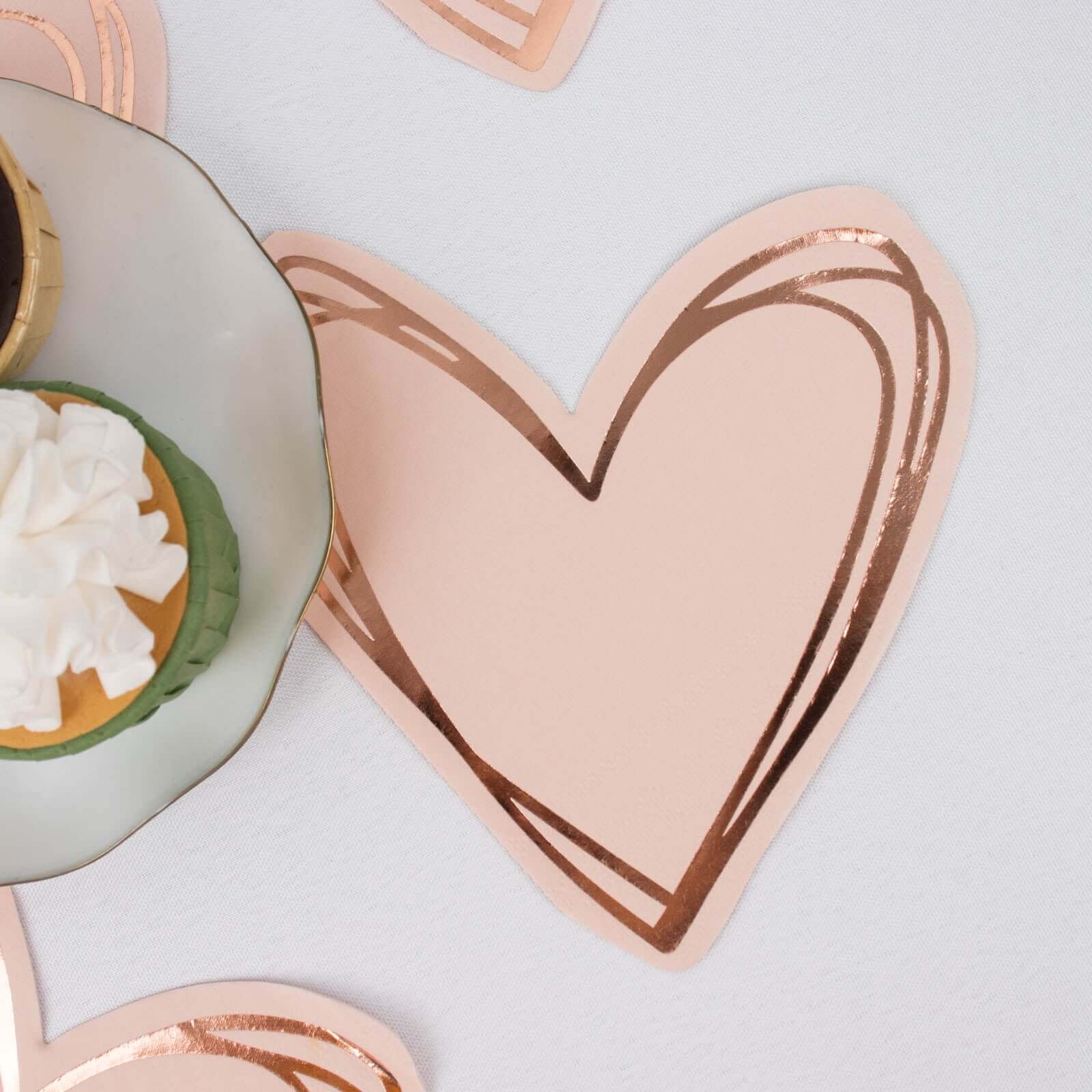 20-Pack Paper Cocktail Napkins Rose Gold Heart Shaped - Disposable Beverage Napkins for Parties - Image 11