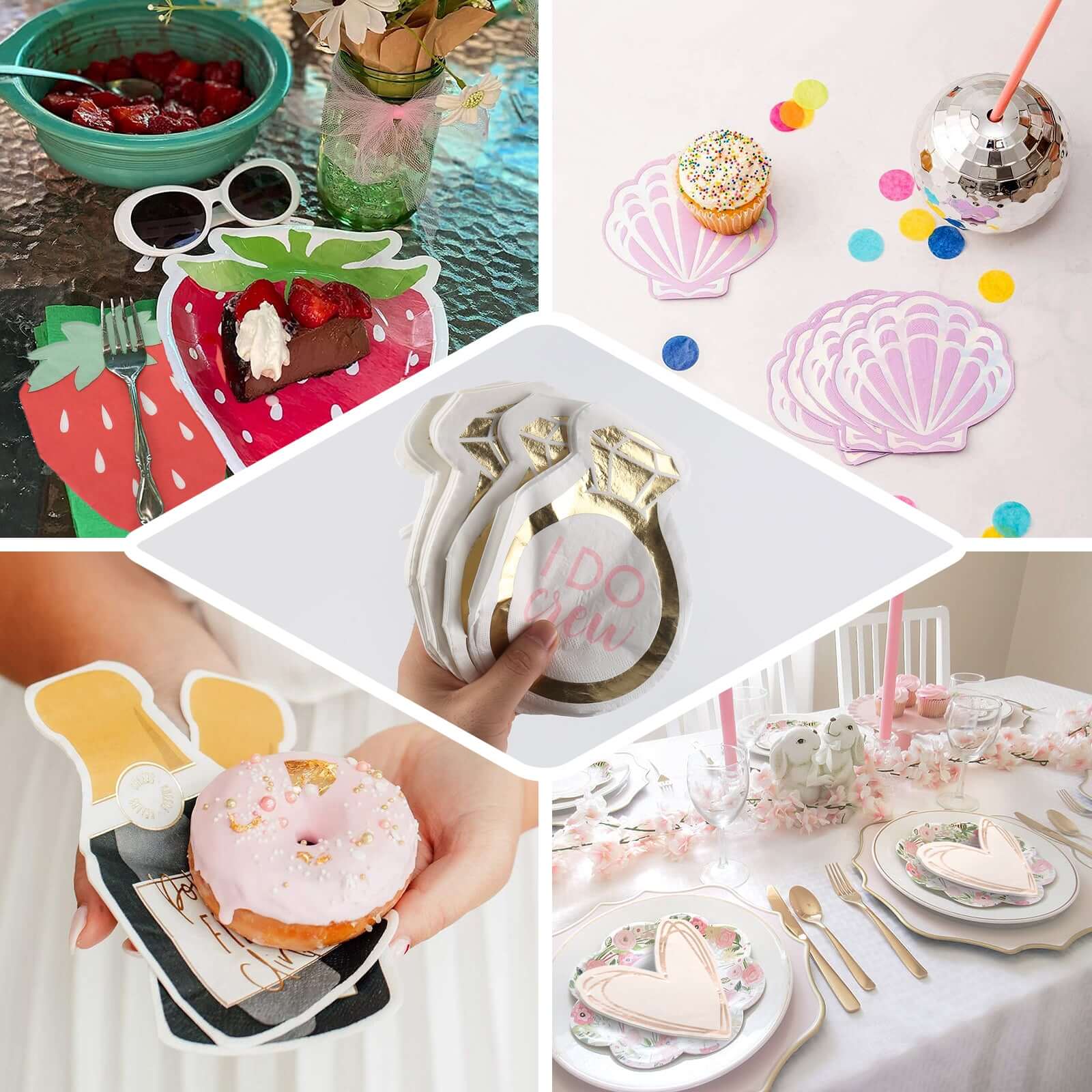20-Pack Paper Cocktail Napkins Rose Gold Heart Shaped - Disposable Beverage Napkins for Parties - Image 5