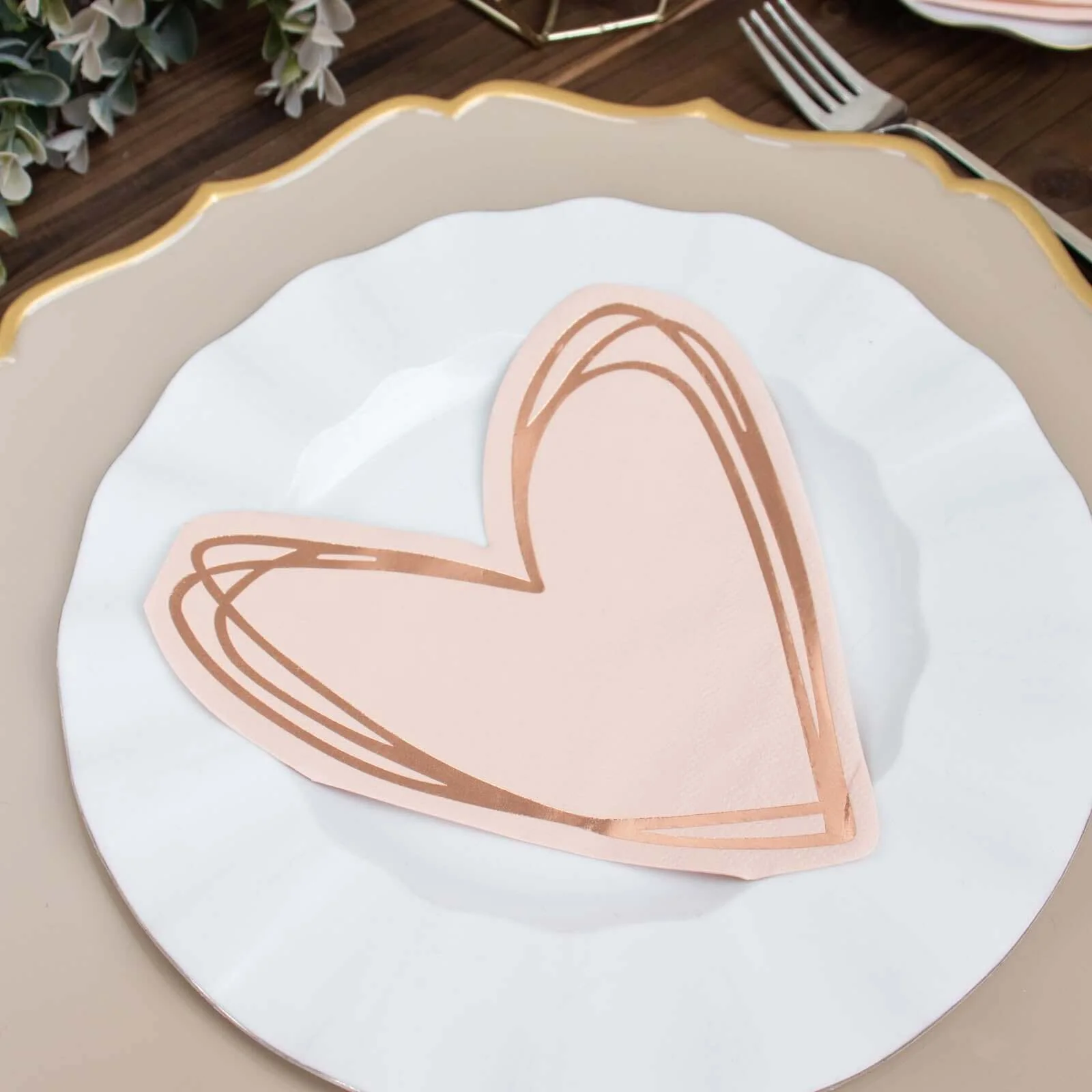 20-Pack Paper Cocktail Napkins Rose Gold Heart Shaped - Disposable Beverage Napkins for Parties - Image 6