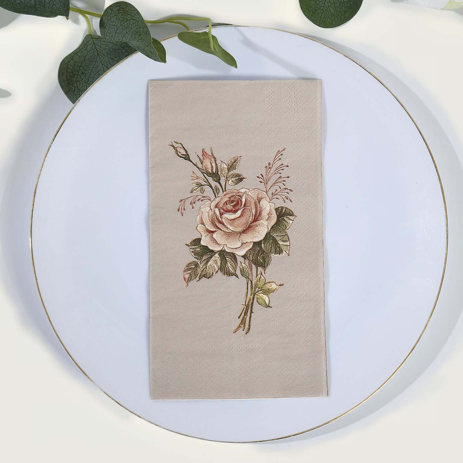 20-Pack Paper Dinner Napkins 2 Ply Pink/Ivory with Vintage Rose Print - Soft Disposable Garden Party Style Napkins - Image 6