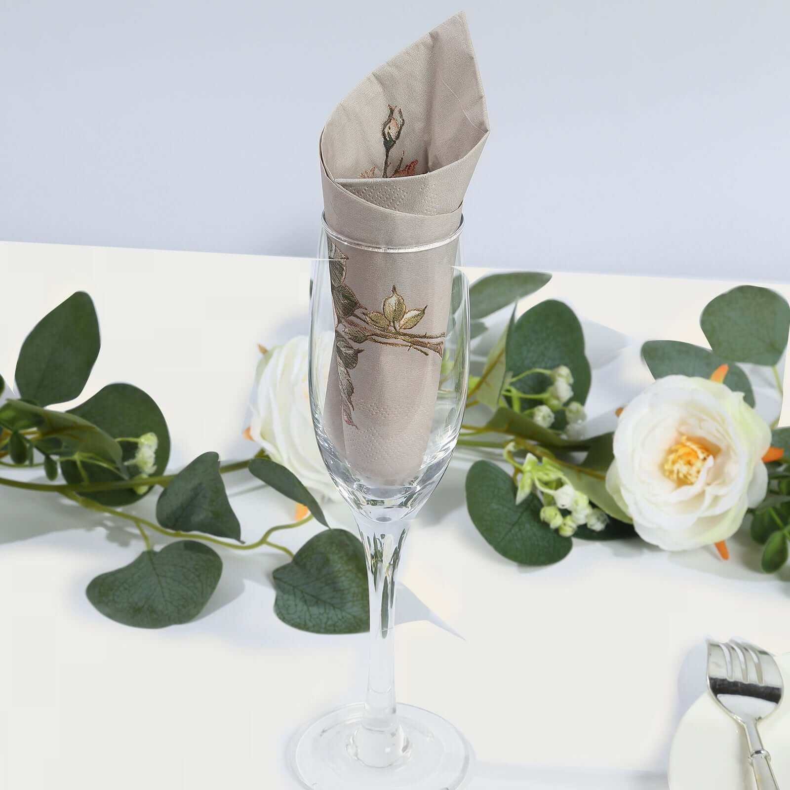 20-Pack Paper Dinner Napkins 2 Ply Pink/Ivory with Vintage Rose Print - Soft Disposable Garden Party Style Napkins - Image 8
