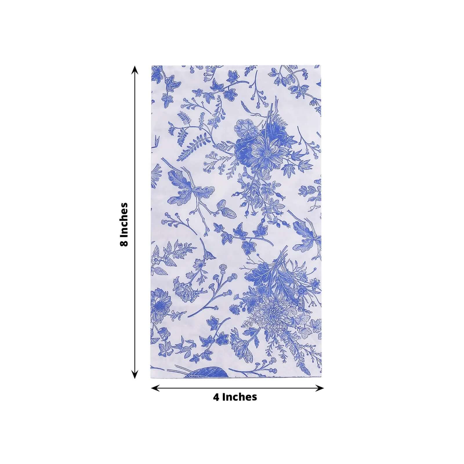 20-Pack Paper Dinner Napkins 2 Ply White/Blue with French Toile Pattern - Soft and Absorbent Disposable Napkins - Image 3