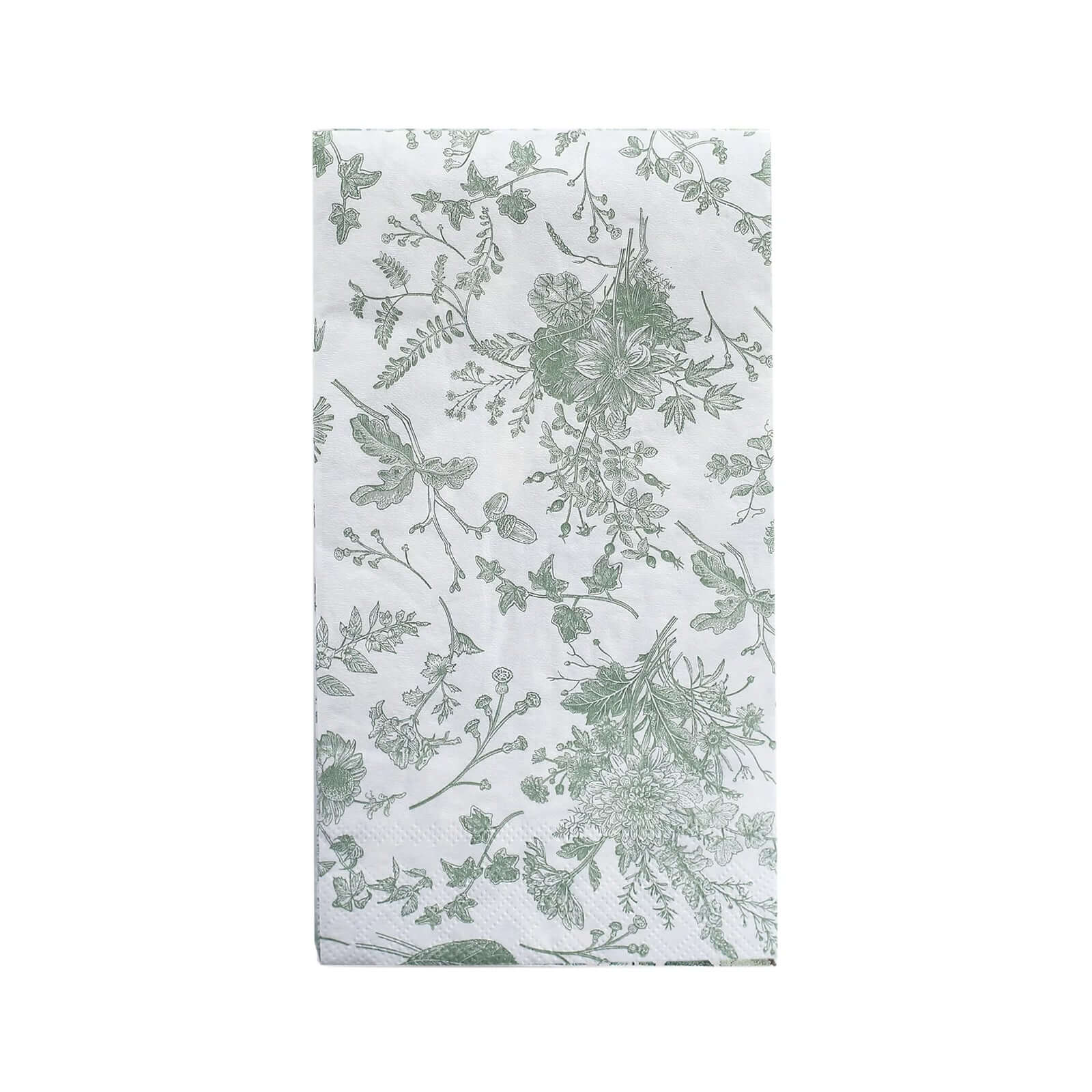 20-Pack Paper Dinner Napkins 2 Ply White/Sage Green with French Toile Pattern - Soft and Absorbent Disposable Napkins - Image 6