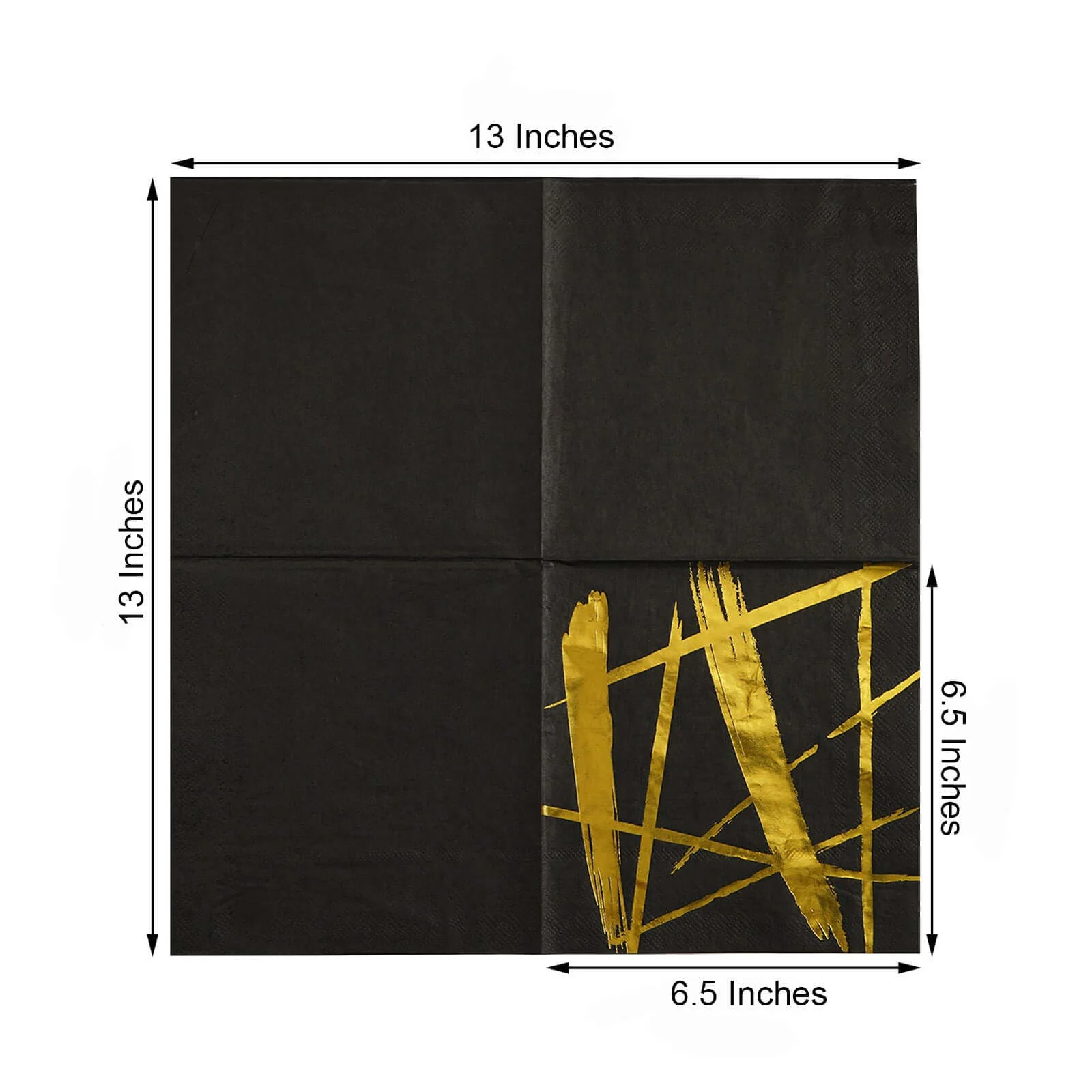 20-Pack Paper Dinner Napkins 3 Ply Metallic Gold Streak Design on Black - Disposable Wedding Cocktail Napkins - Image 3