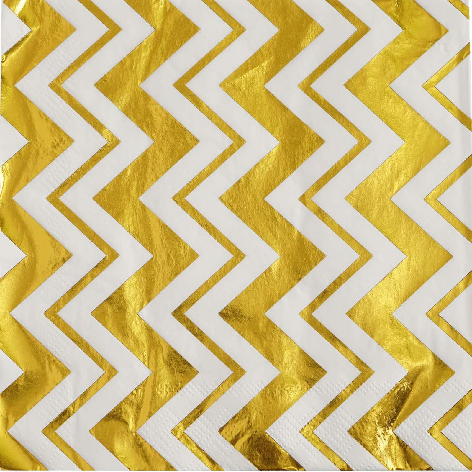 20-Pack Paper Dinner Napkins 3 Ply Metallic Gold with Chevron Design - Disposable Wedding Cocktail Napkins - Image 15
