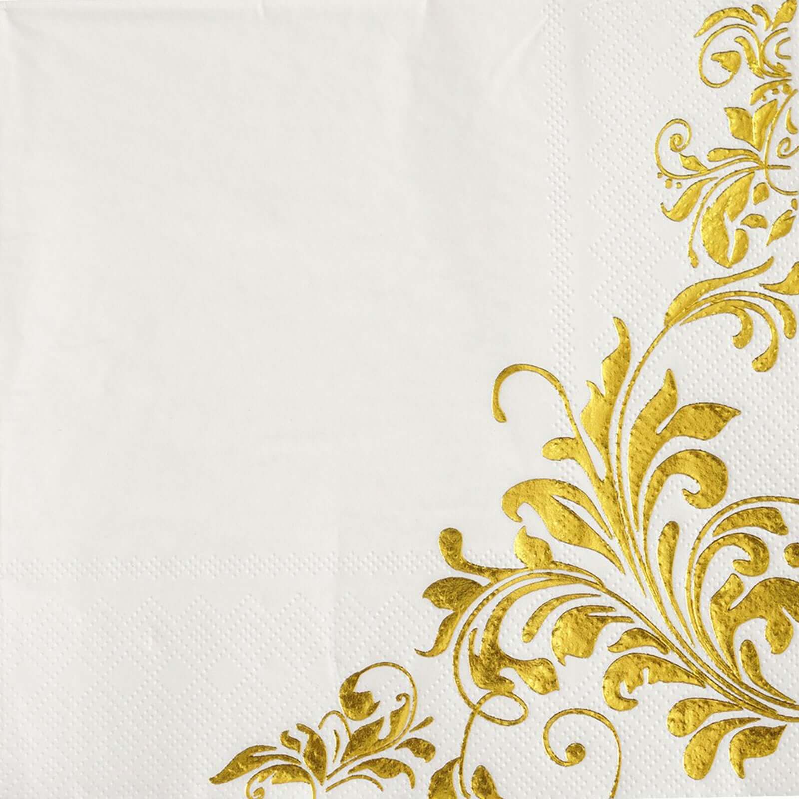 20-Pack Paper Dinner Napkins 3 Ply Metallic Gold with Floral Design - Disposable Wedding Cocktail Napkins - Image 14